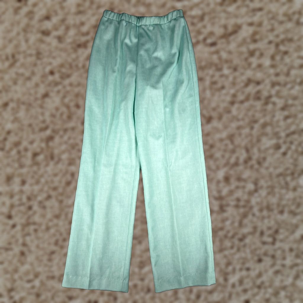 GRAFF Graff Graff Pants Womens 13x28 Teal Pleated Elastic Waistband Pull Over 100% Polyester Size 27" / US 4 / IT 40 - 1 Thumbnail