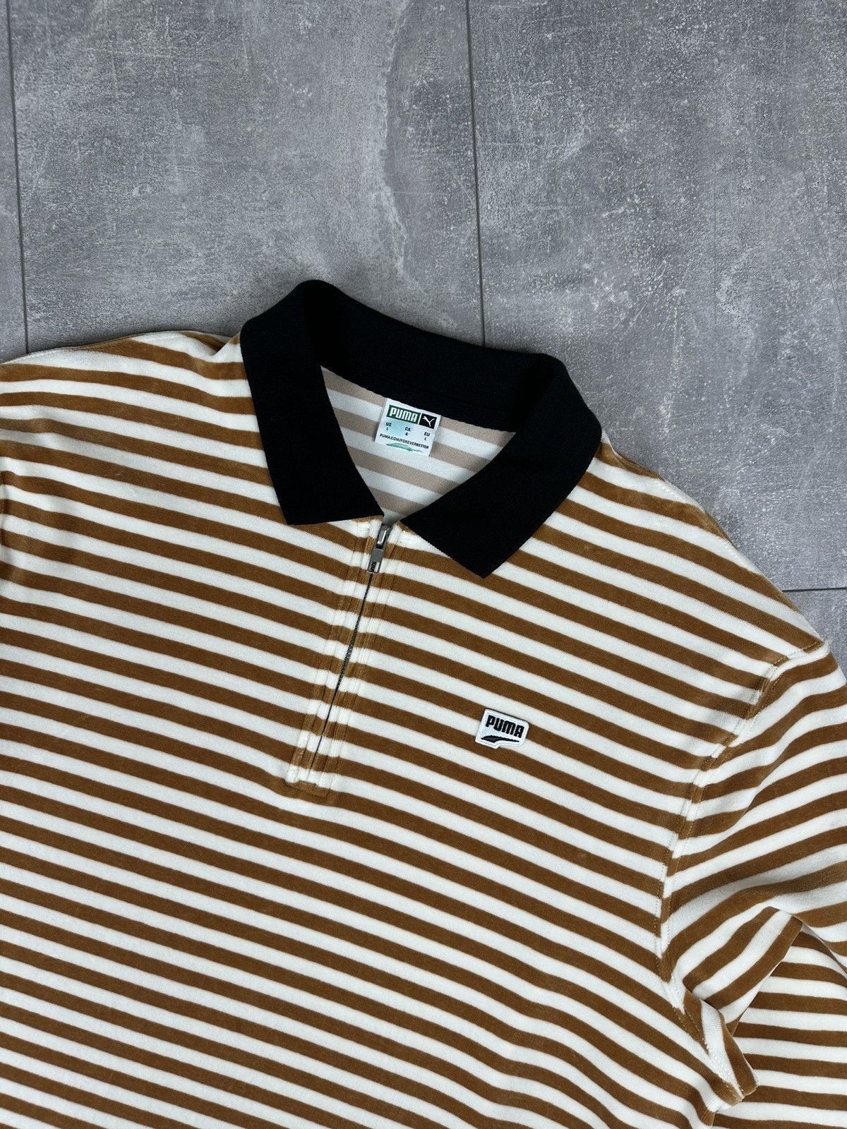 Puma Puma Velour Striped 1/4 Zip Up Sweatshirt Size US L / EU 52-54 / 3 - 4 Thumbnail