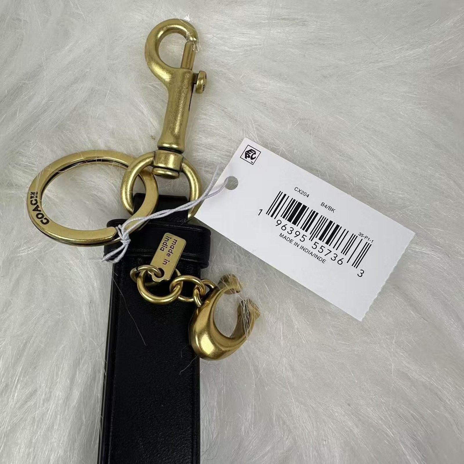 Coach Coach Loop Bag Charm Key Chain/Key Ring Leather/Brass/Black Size ONE SIZE - 5 Thumbnail