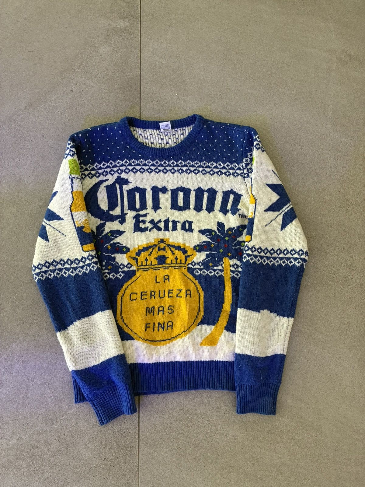 Other Corona Extra Knit Sweater Blue White Beer Graphic S Size US S / EU 44-46 / 1 - 1 Thumbnail