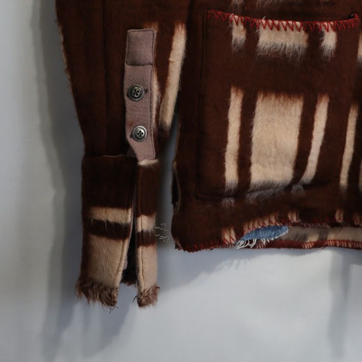 Greg Lauren o1rshd1 Vintage Blanket Gl1 Checked Wool Cardigan In Brown Size US M / EU 48-50 / 2 - 4 Thumbnail