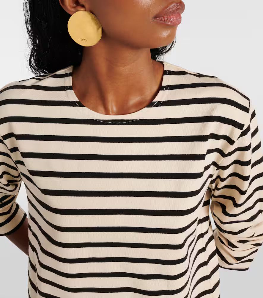 Tory Burch o1s22i1n1024 Striped Cotton Dress in Black & Ivory Size XS / US 0-2 / IT 36-38 - 5 Thumbnail