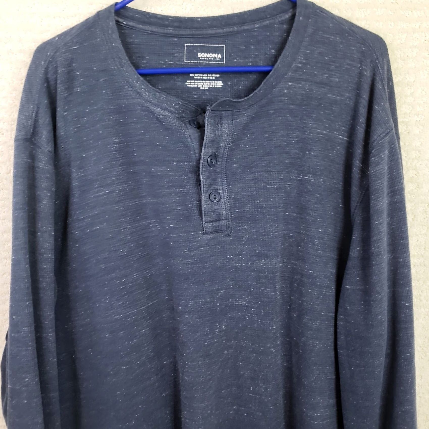 Vintage Sonoma Henley Shirt Mens XXL Blue Long Sleeve Cotton Blend Knit Pullover T-Shirt Size US XXL / EU 58 / 5 - 2 Thumbnail