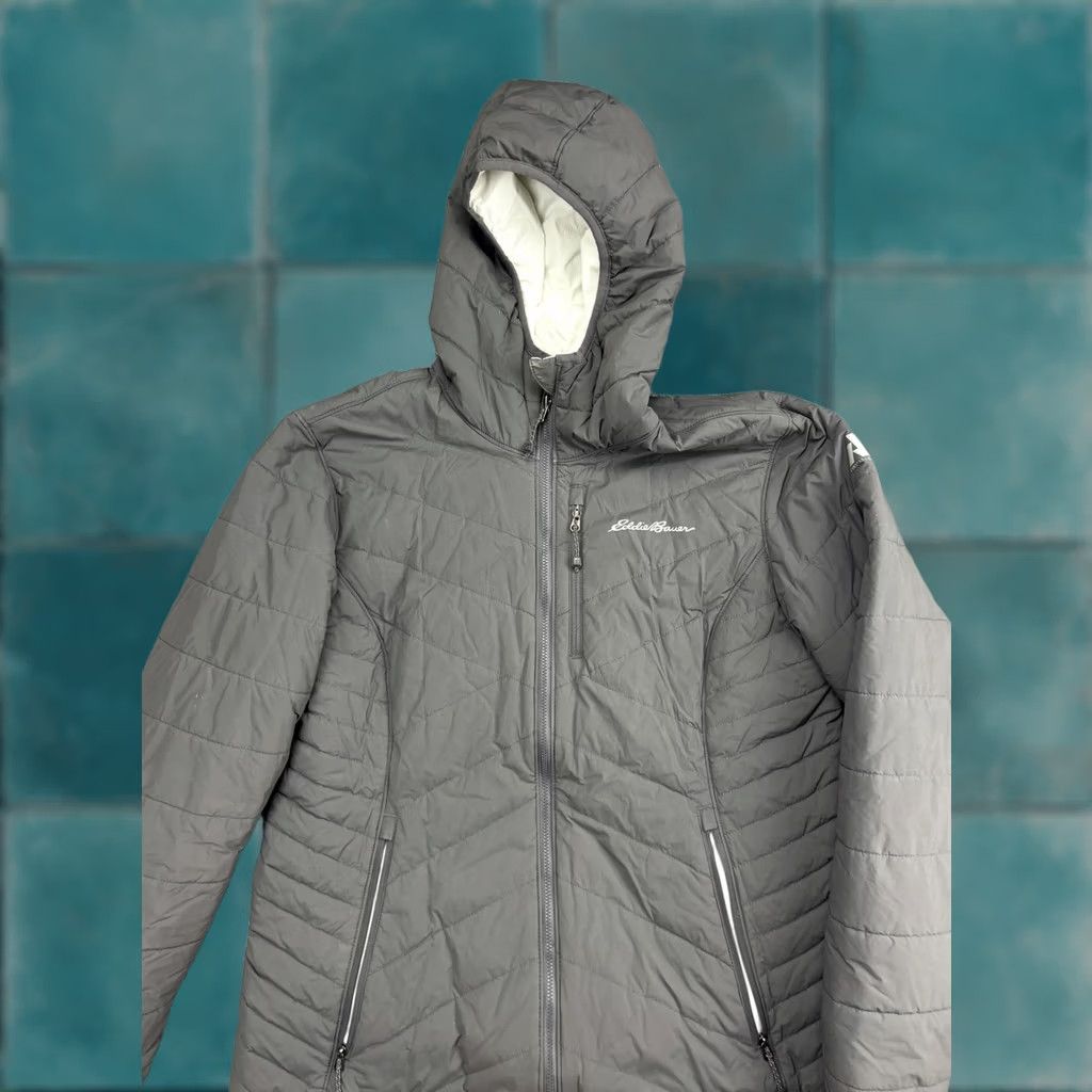 Eddie Bauer Eddie Bauer Jacket Womens Medium Gray Reversible Hooded Puffer Zip First Ascent Jacket Size M / US 6-8 / IT 42-44 - 1 Thumbnail
