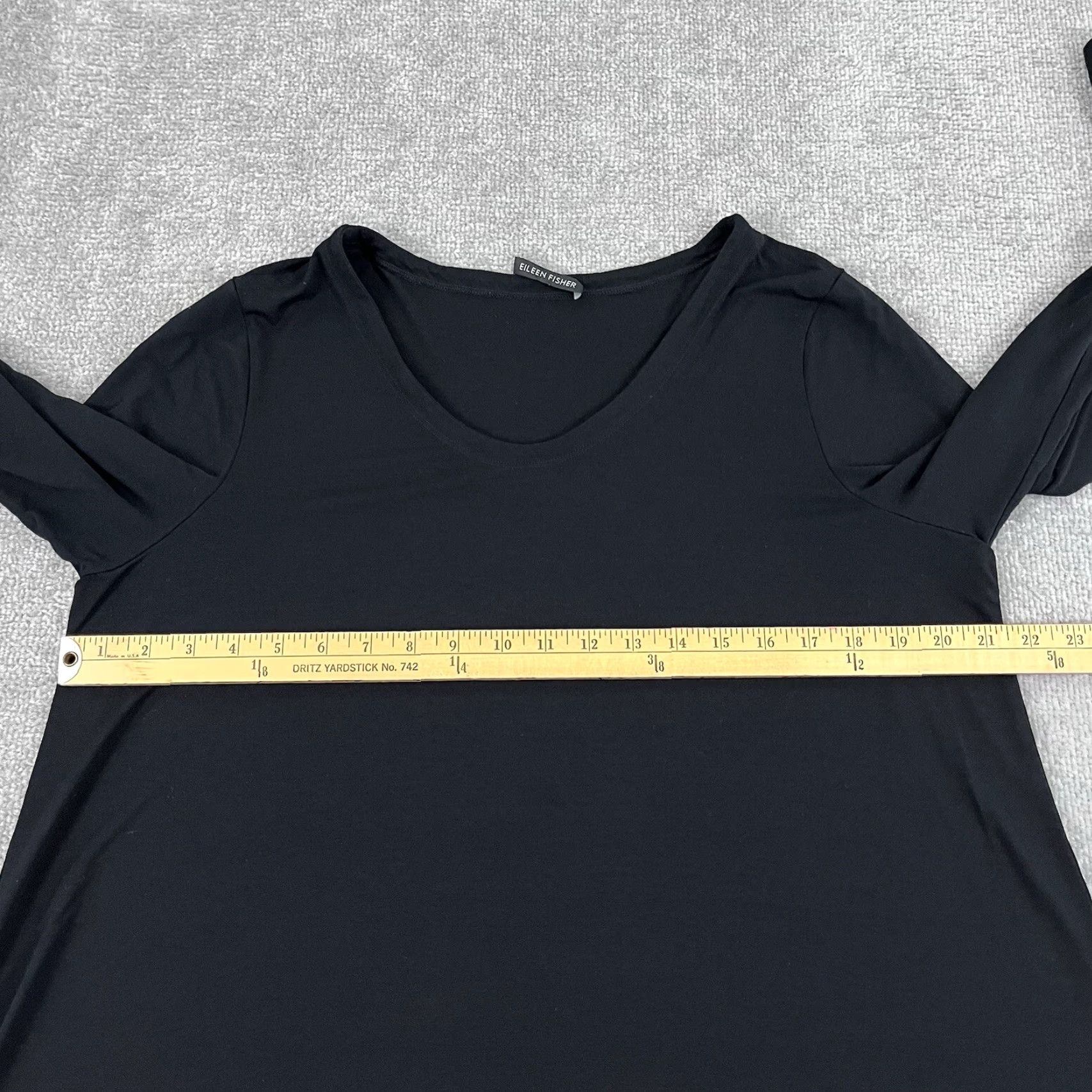 Eileen Fisher VINTAGE EILEEN FISHER Blouse Womens M/L Black Asymmetrical Tunic Top Rayon Stretch L/S Size M / US 6-8 / IT 42-44 - 5 Thumbnail