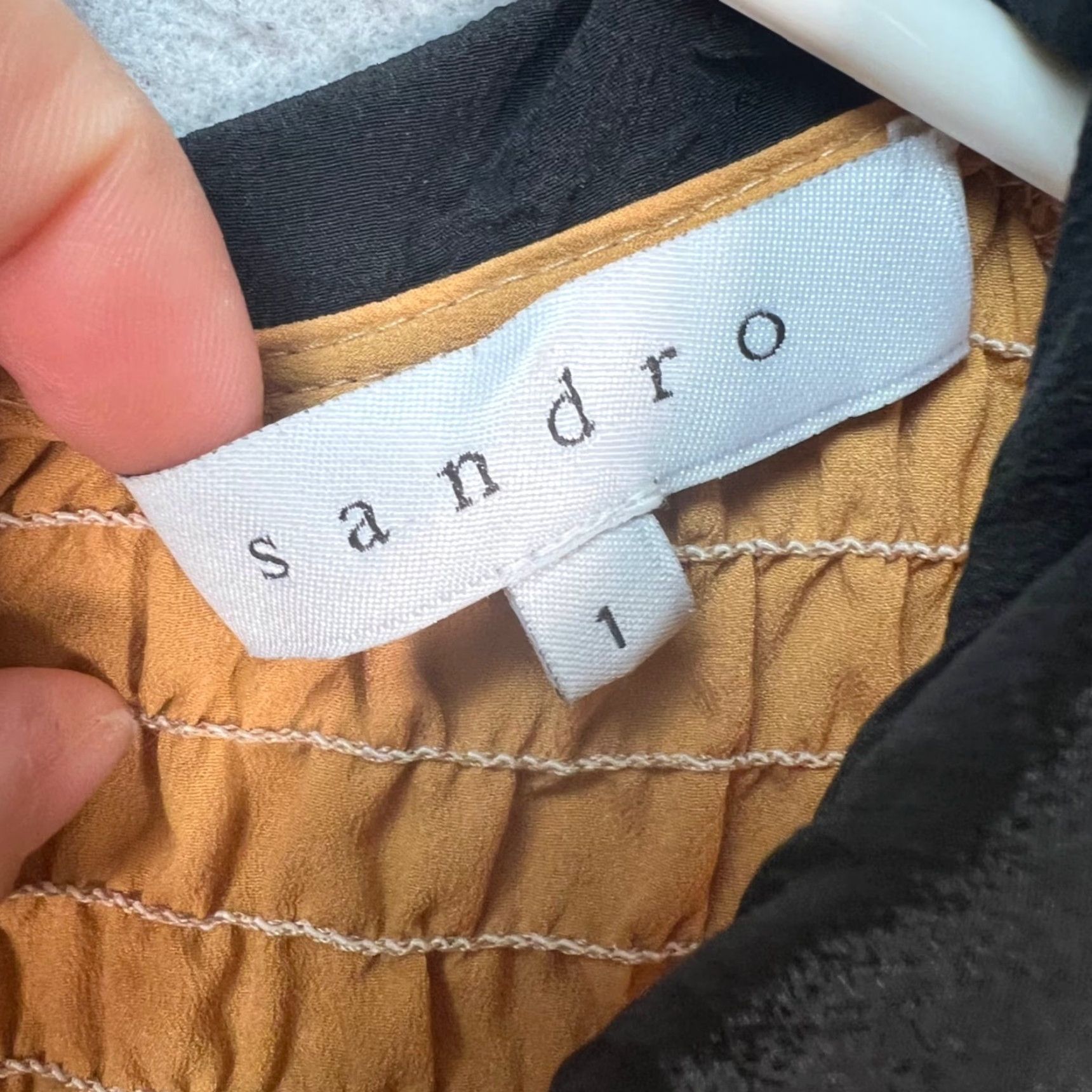 Sandro Sandro Blouse Shirt Sleeveless Mustard Collared Velvet Collar Smocked Front Womens Size 1 Size XS / US 0-2 / IT 36-38 - 3 Thumbnail