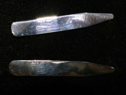 Designer Polished Sterling Silver Collar Stays 2.5" Alberto Juan Size ONE SIZE - 2 Thumbnail