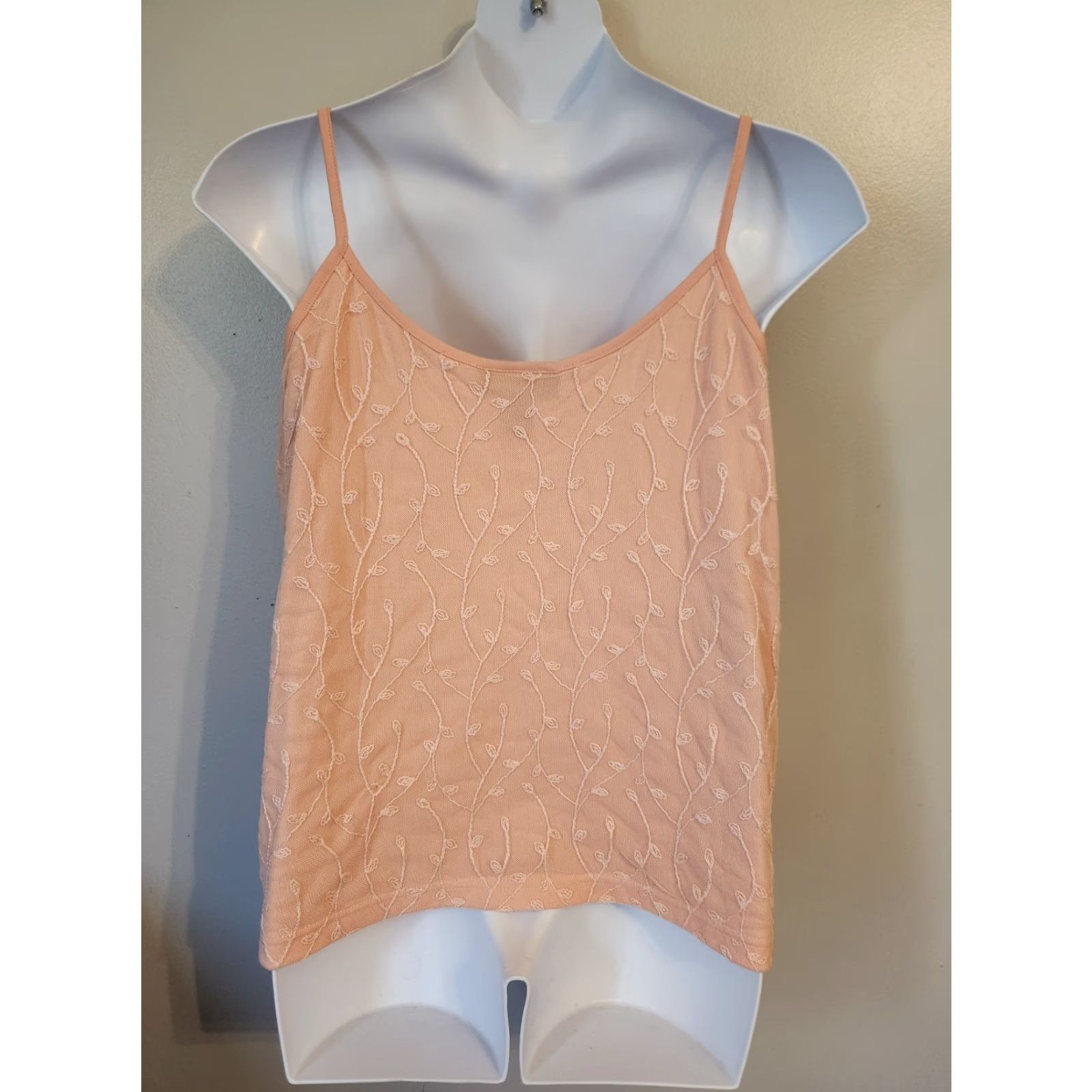 Vintage VINTAGE Designs & Co Lane Bryant Peach Lace Sleeveless Tank Top 22/24 Size 3XL / US 20-22 - 4 Thumbnail
