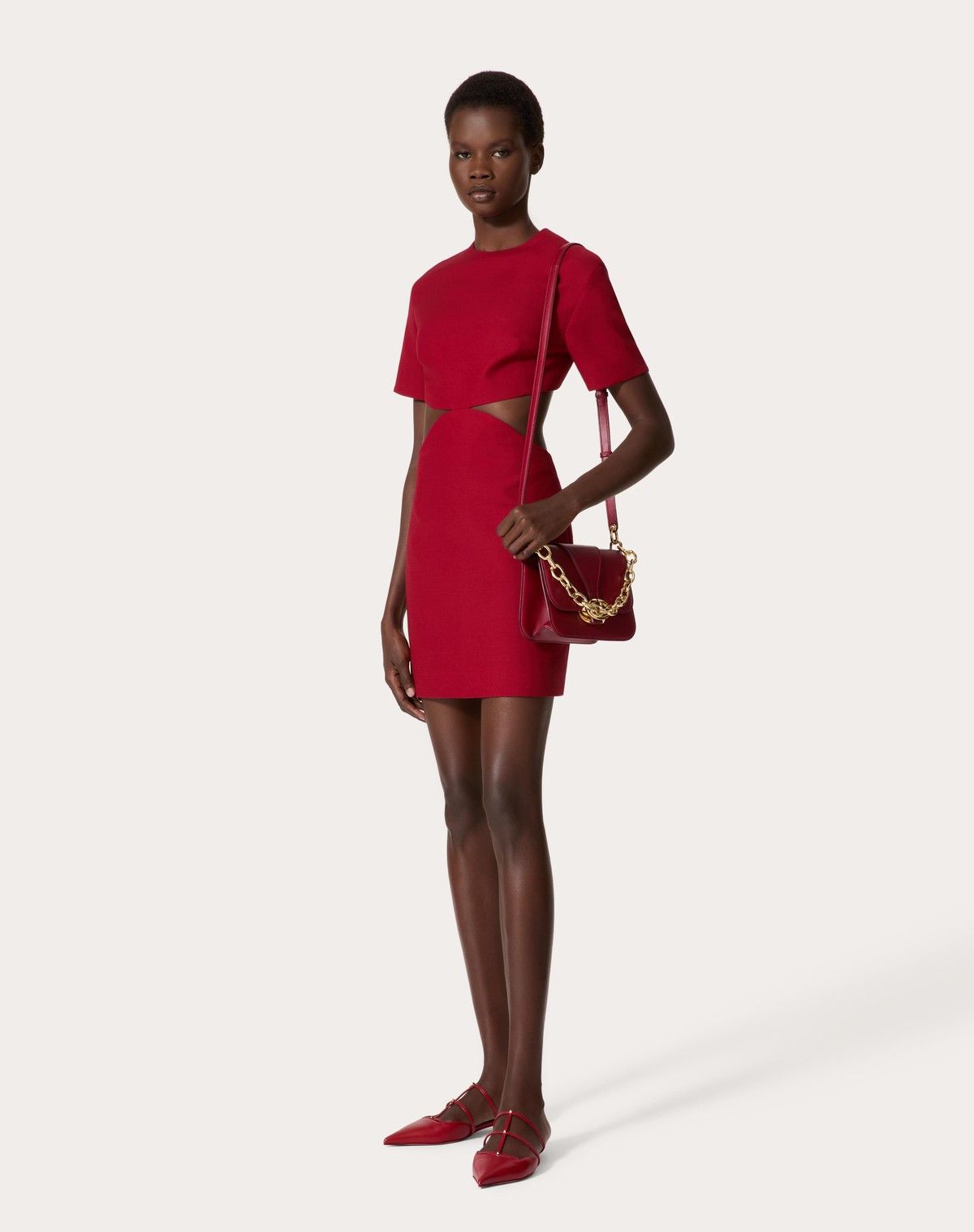 Valentino o1s1wg110525 Crepe Couture Short Dress in Red Size S / US 4 / IT 40 - 3 Thumbnail