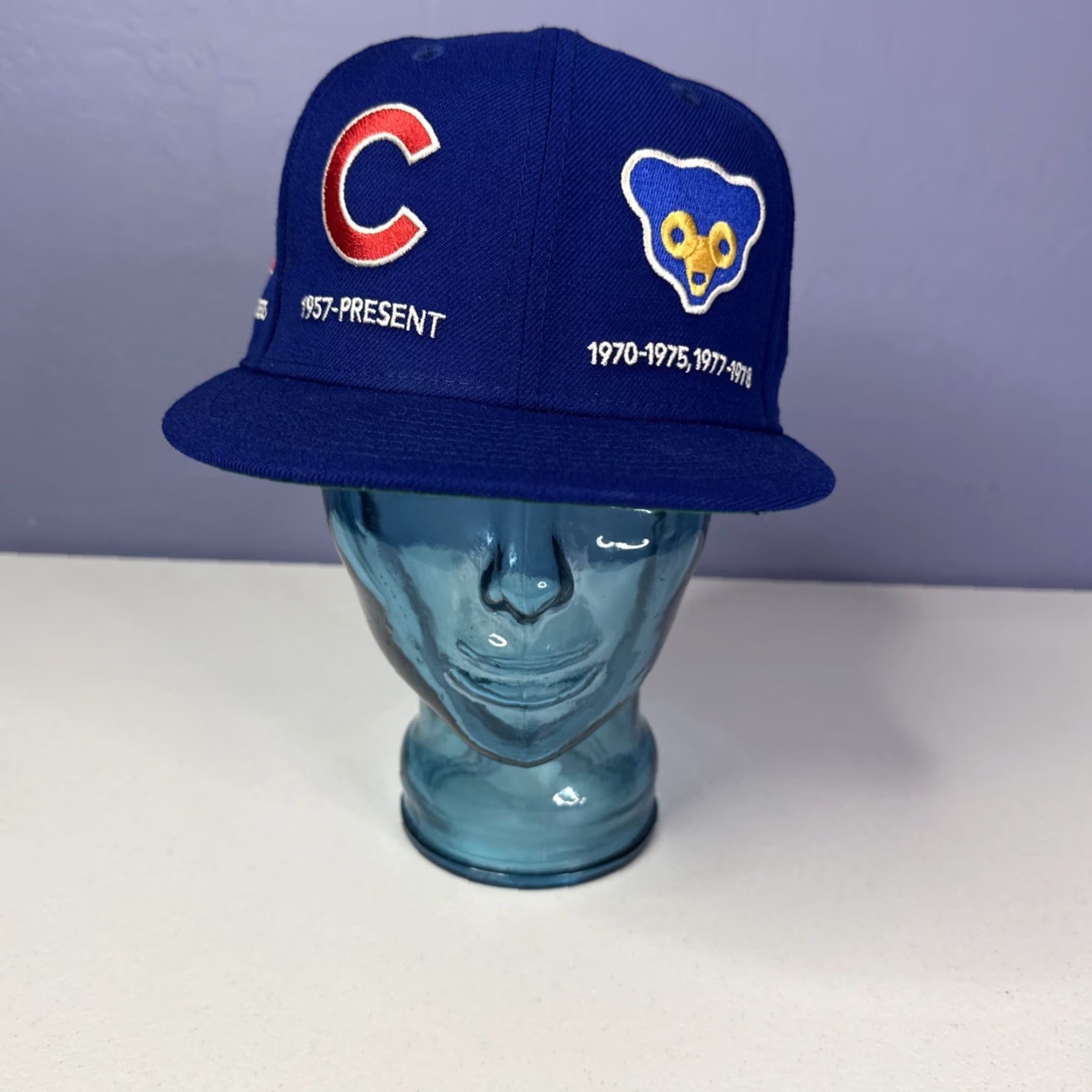 New Era Chicago Cubs New Era Logo Timeline All Over Print Hat Fitted Baseball Cap 7 3/8 Men Blue Baseball Cap 7 3/8? Size ONE SIZE - 3 Thumbnail