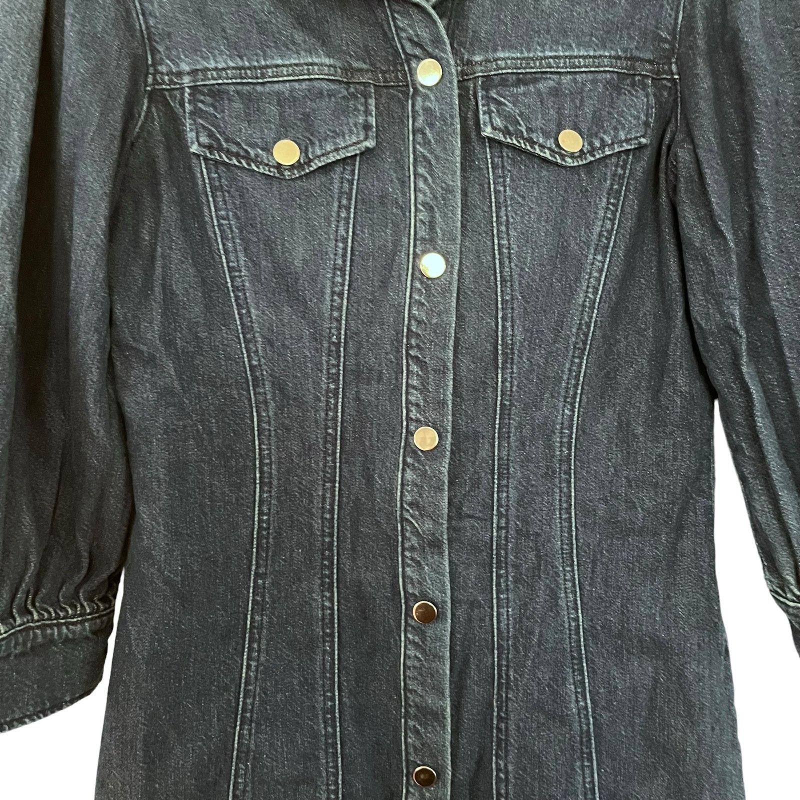 Veronica Beard Veronica Beard Evalyn Denim Puff Sleeve Shirt Dress Size S / US 4 / IT 40 - 6 Thumbnail