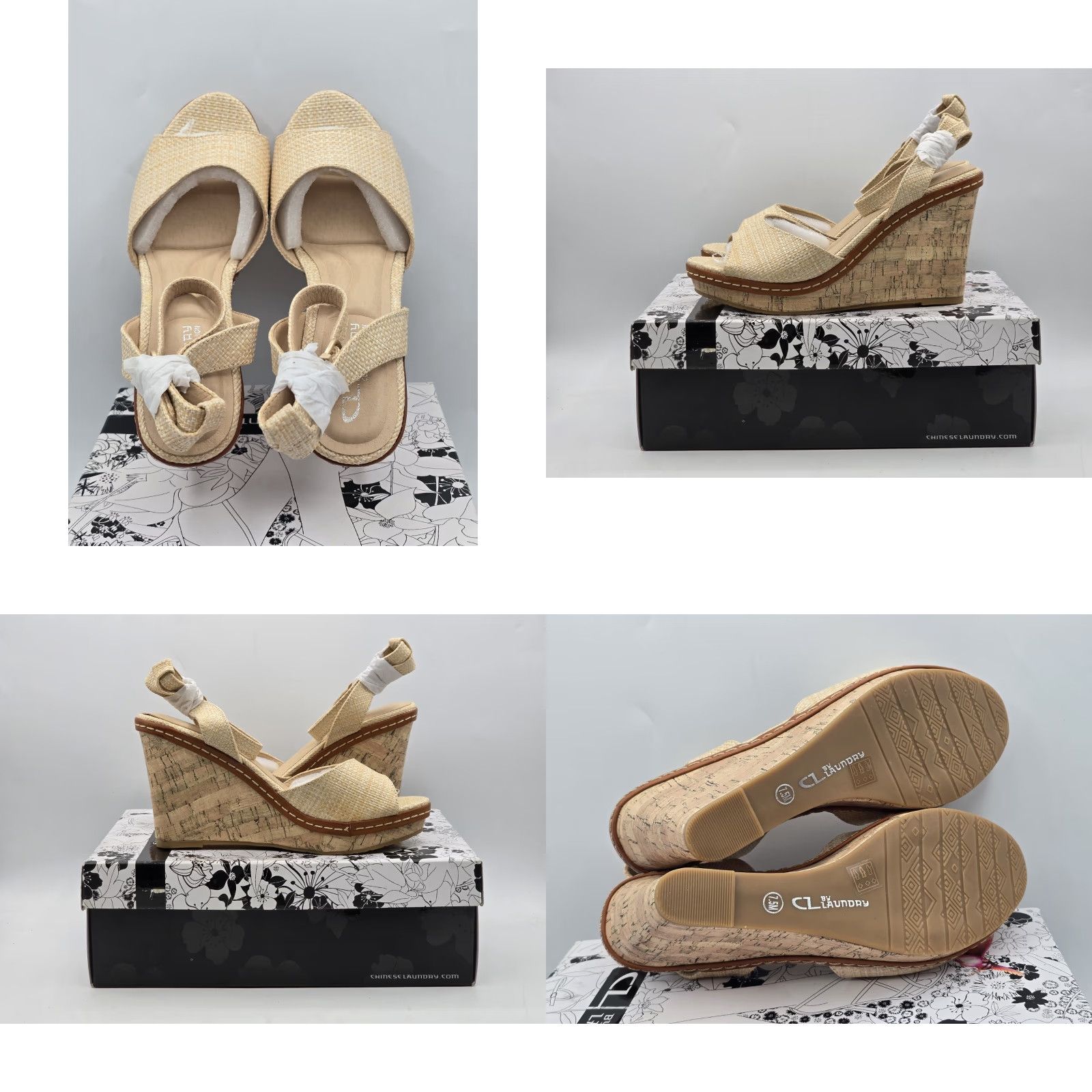 Vintage CL by Laundry Beaming Cloud Patent Wedge Sandal, Natural, 7.5 Women’s Sandal, Beaming Cloud Patent, Cork Upper, Wedge Heel, 7.5 Adult Womens Size US 8 / IT 38 - 8 Thumbnail