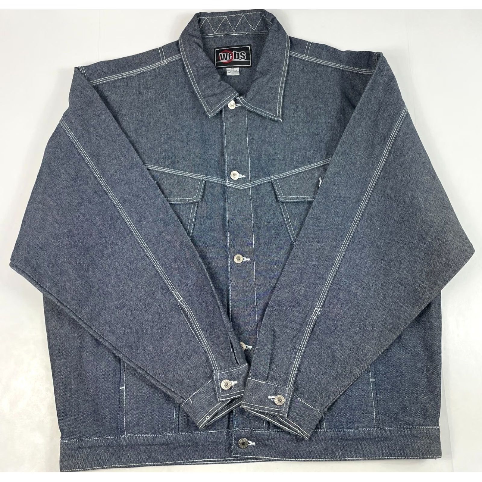 Denime VINTAGE Webs Jacket Men 2XL Denim Blue Trucker 90s Western Rodeo Bomber Jacket Mens Size US XXL / EU 58 / 5 - 2 Thumbnail