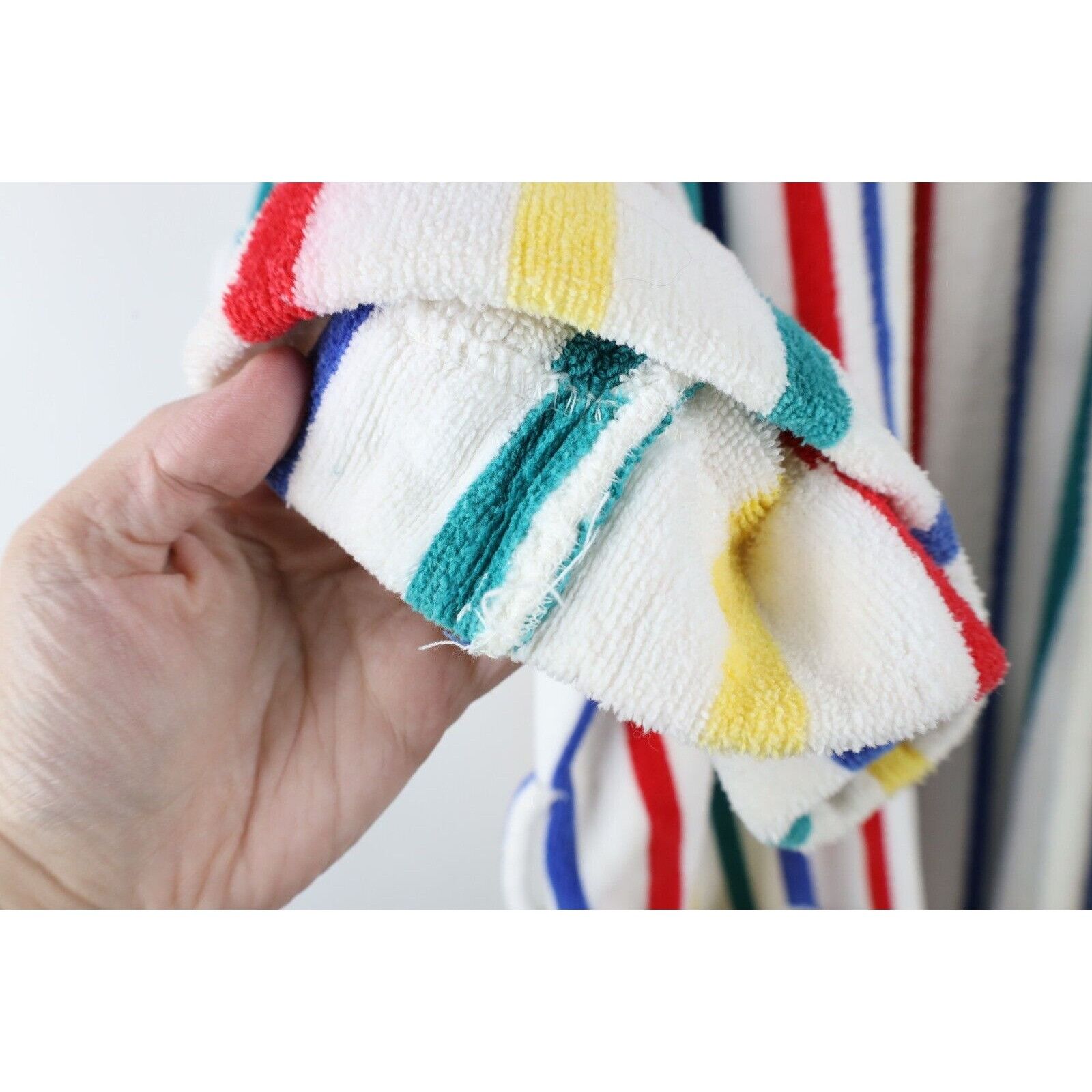 Vintage Vintage 90s Streetwear Terry Cloth Rainbow Striped Robe Size US L / EU 52-54 / 3 - 9 Thumbnail