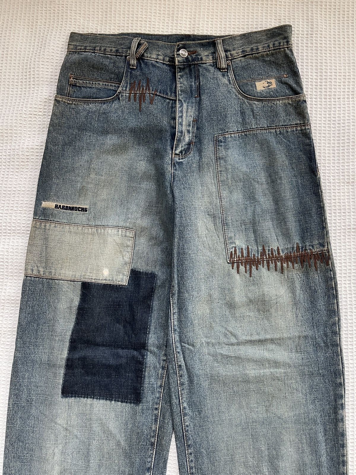 JNCO Rarerest🔥School Of Hard Knocks Skates Baggy Patchwork jeans Size US 35 - 12 Thumbnail