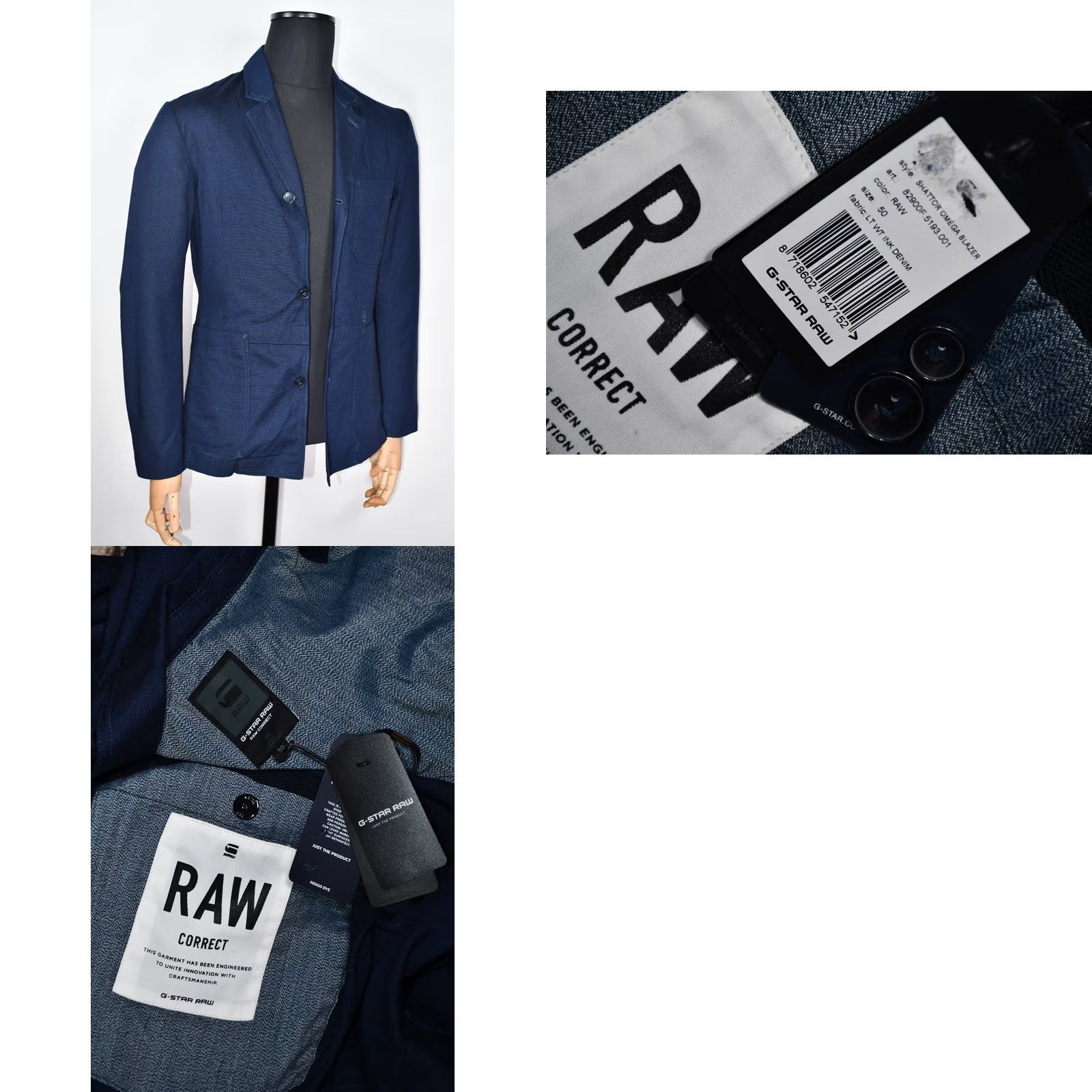 G-Star G-Star Shattor Omega Blazer LT WT Ink Denim Jacket Mens M 50 Blue Cotton Blazer Mens XL? Size US M / EU 48-50 / 2 - 8 Thumbnail