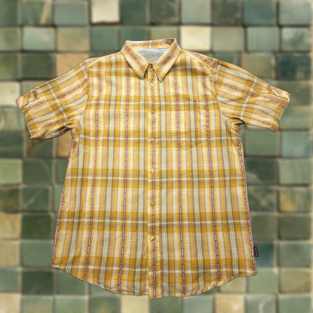Prana prAna Short Sleeve Button-Up Shirt Plaid Yellow Large Casual 90s Mens Size US L / EU 52-54 / 3 - 1 Thumbnail