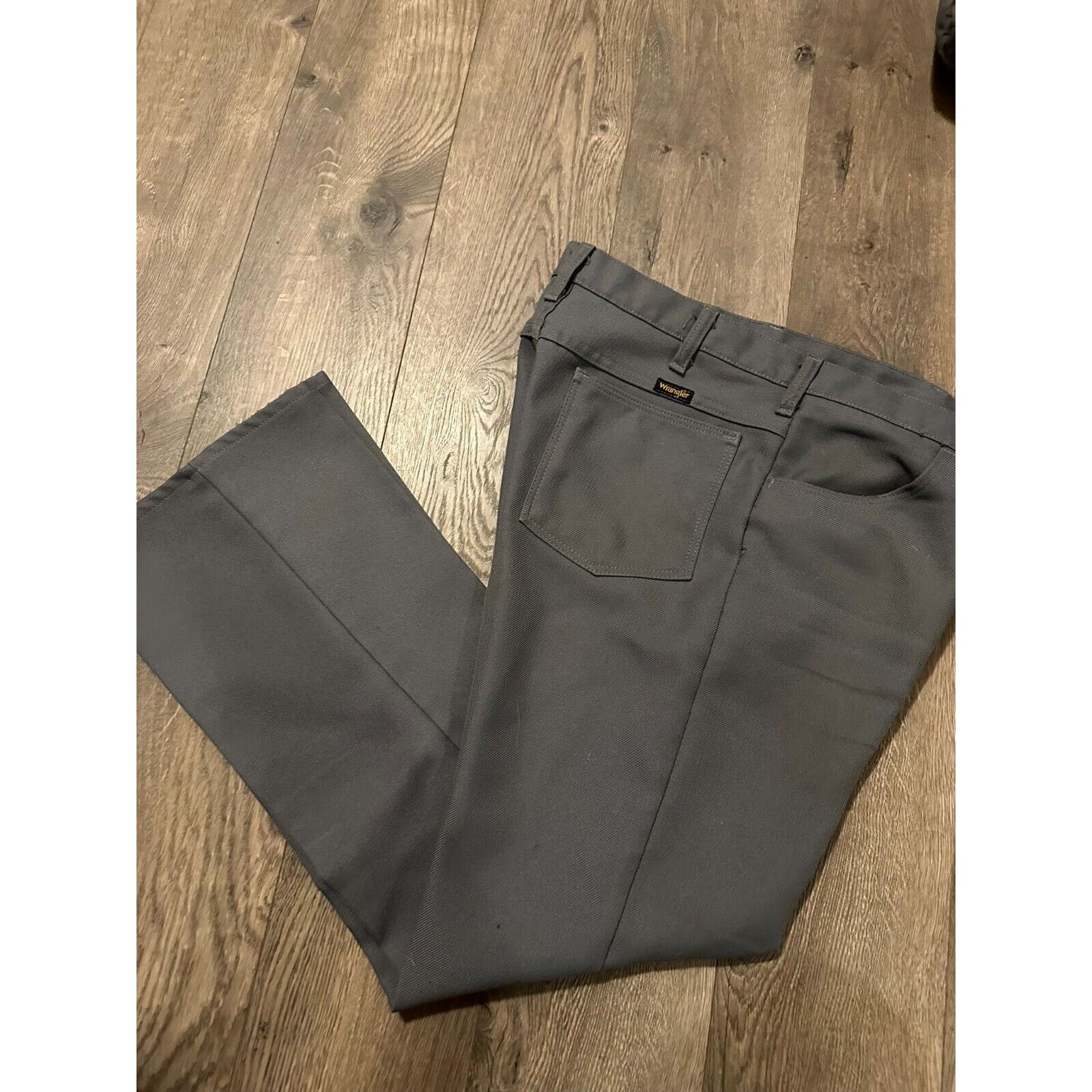 Wrangler Vintage 90s Polyester Wrangler Old School Khakis Gray 33x30 Size US 33 - 2 Thumbnail