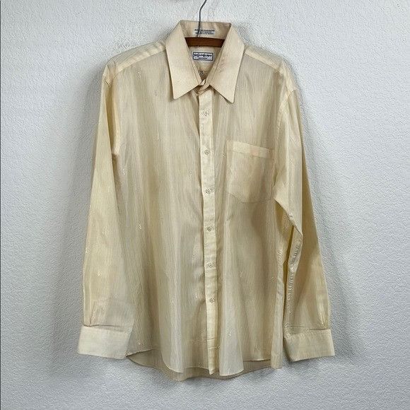 Vintage × Yves Saint Laurent VTG YSL Insertia Logo Button Front Point Collar Shirt Size US XL / EU 56 / 4 - 2 Thumbnail