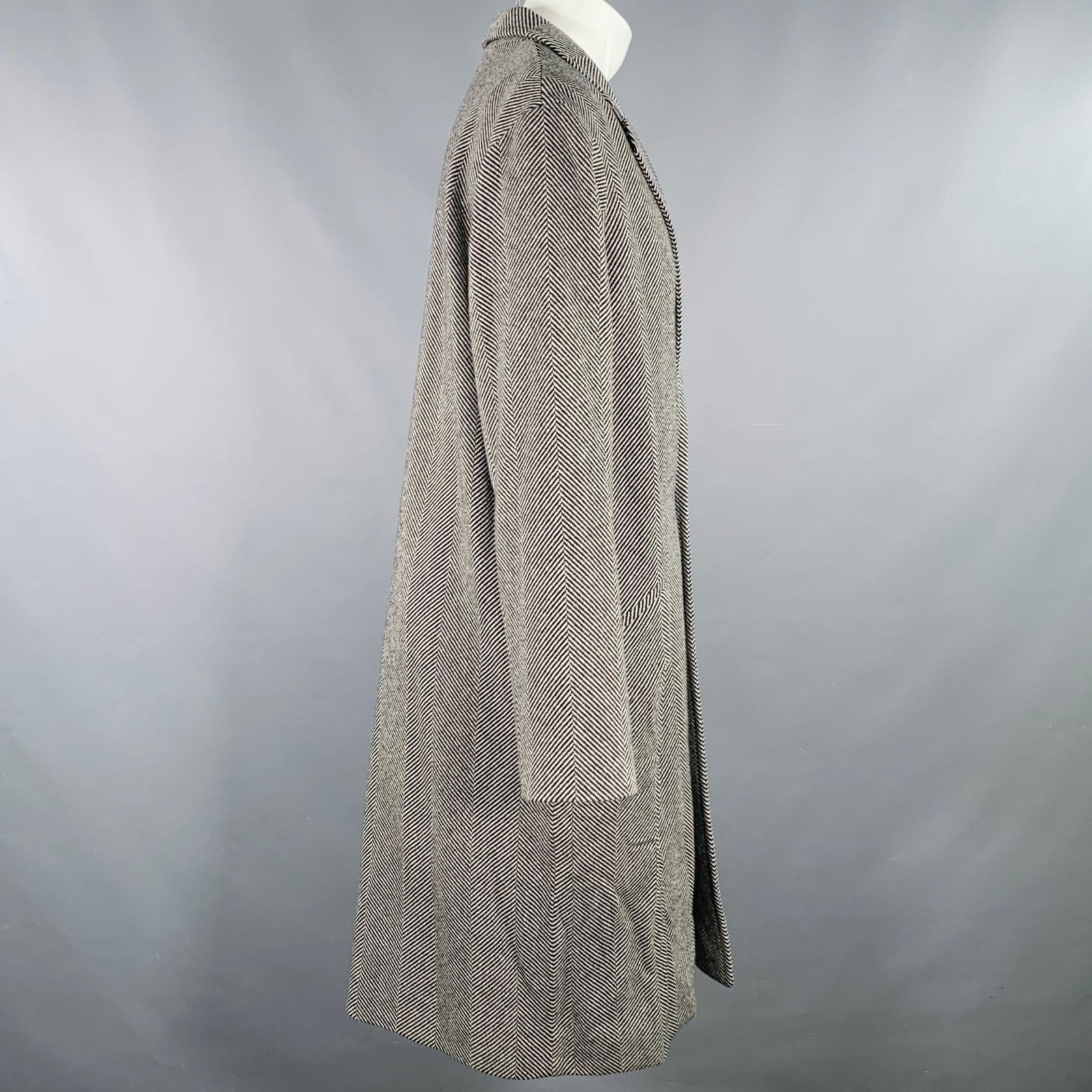 Iro Gerwolf Black White Herringbone Wool Blend Notch Lapel Coat Size US L / EU 52-54 / 3 - 3 Thumbnail