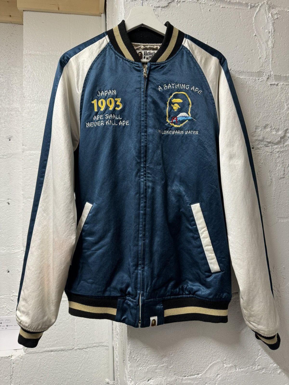 image of Bape Bathing Ape Souvenir Jacket L 22X29 in Blue, Men's (Size Large)