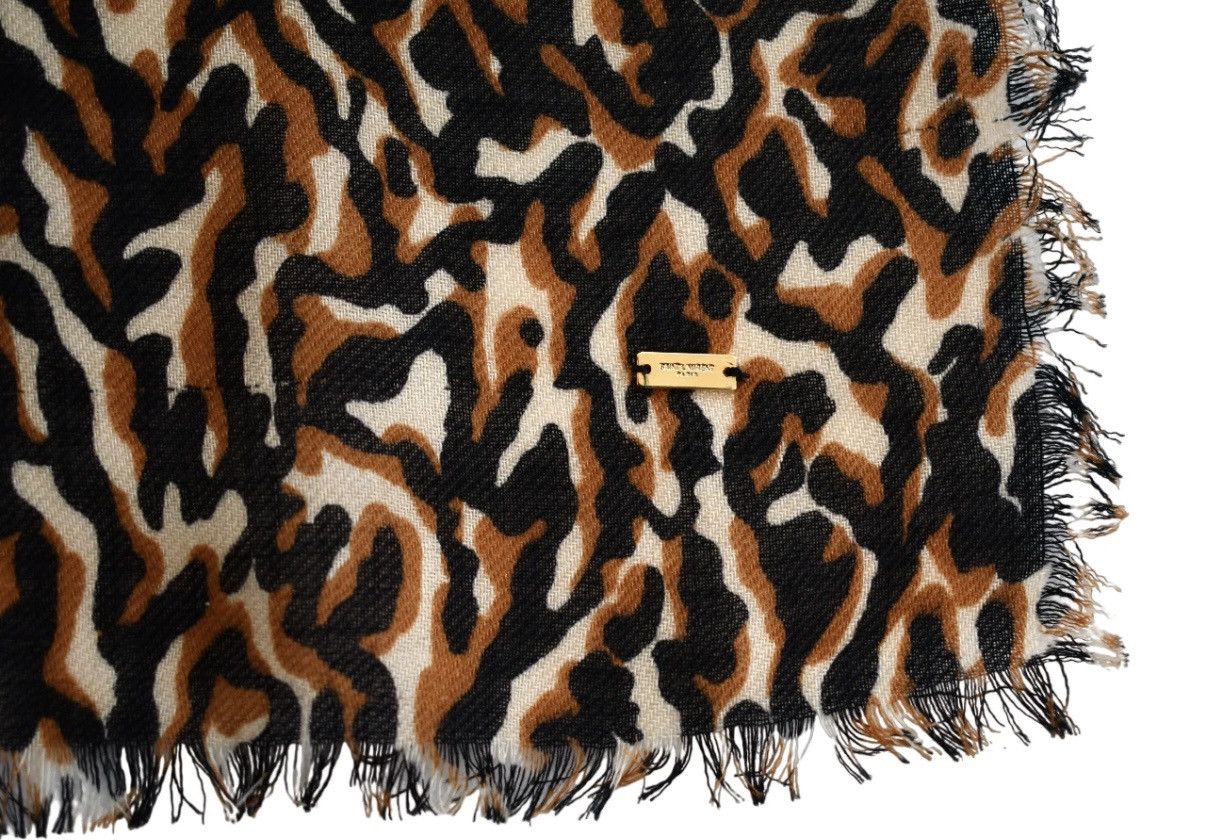 Saint Laurent Paris Leopard Print Saint Laurent Twill Wool Bandana Scarf Size ONE SIZE - 3 Thumbnail