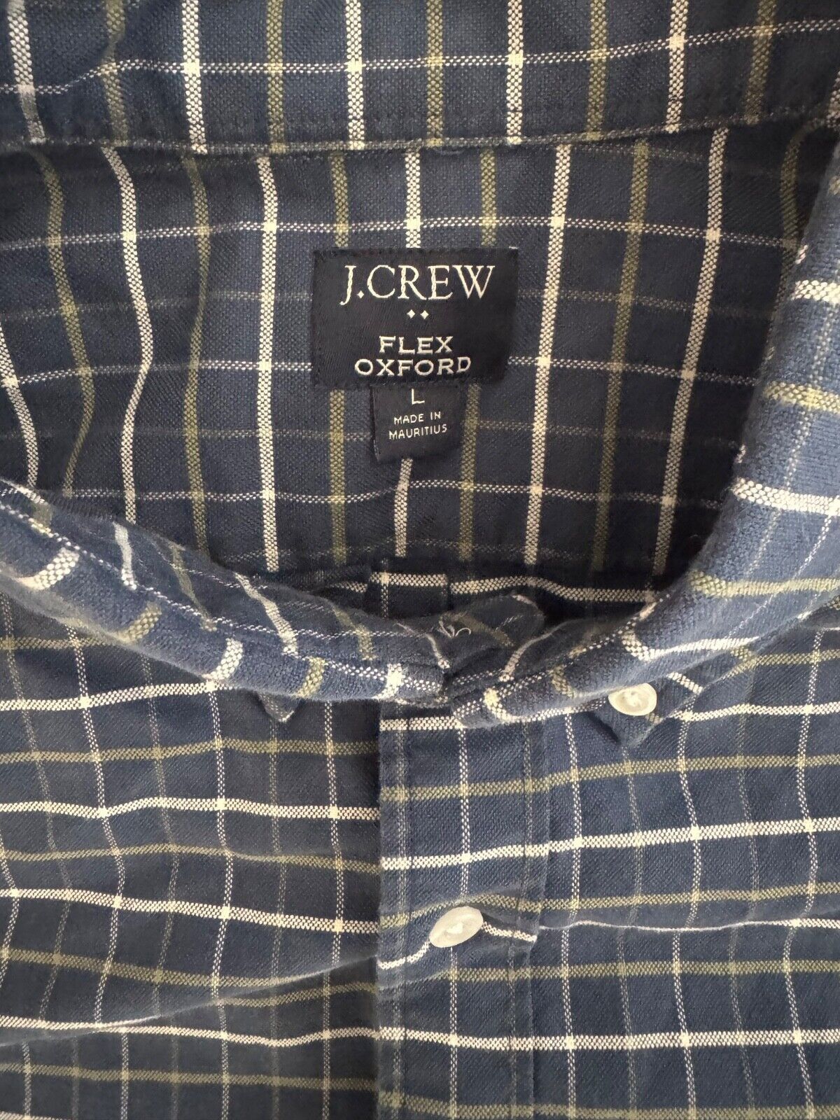 J.Crew J Crew Men's L Button Tattersall Flex Oxford Blue White Size US L / EU 52-54 / 3 - 4 Thumbnail