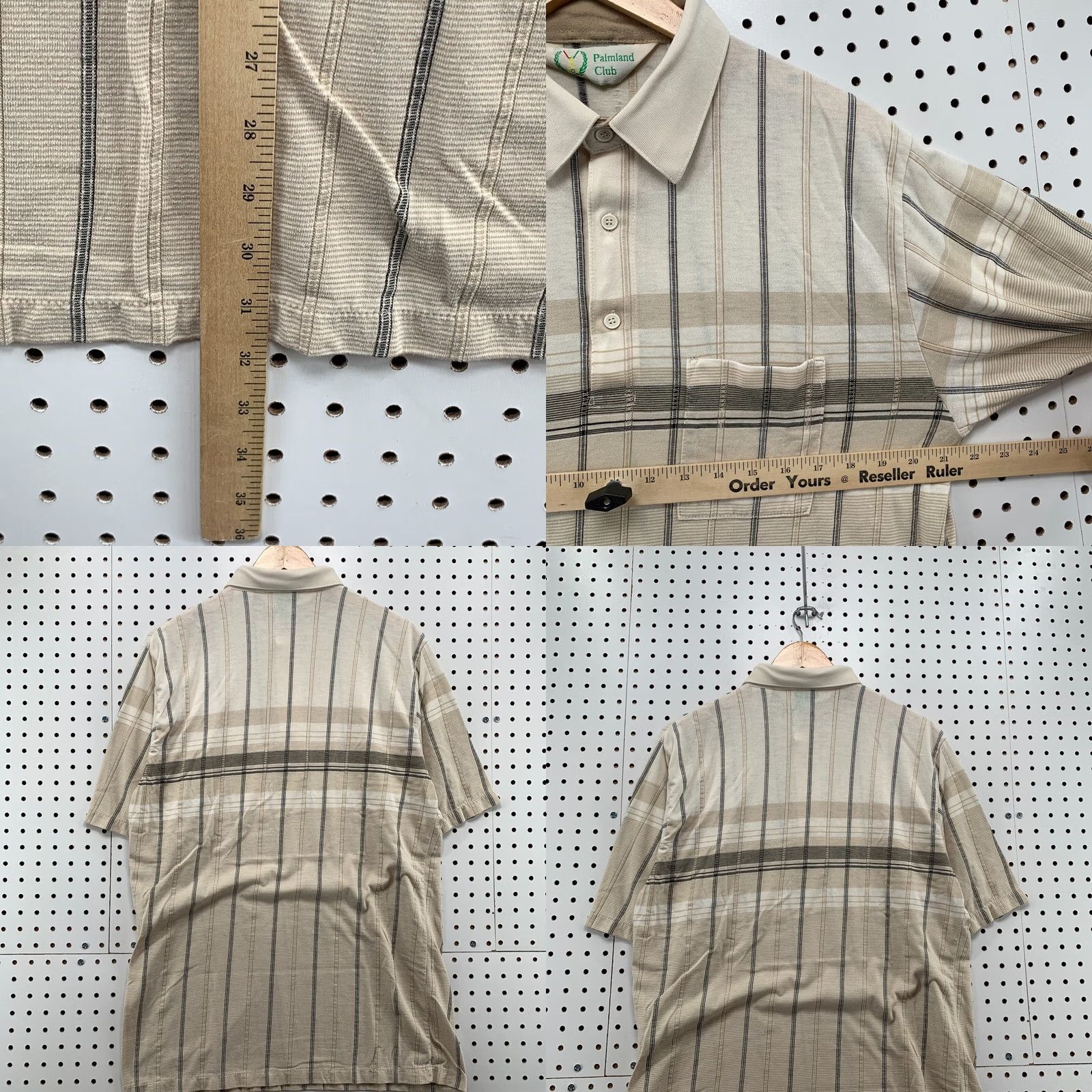 Vintage VINTAGE Palmland Club Shirt Mens Large Brown Beige Striped Polo Shirt Size US L / EU 52-54 / 3 - 9 Thumbnail