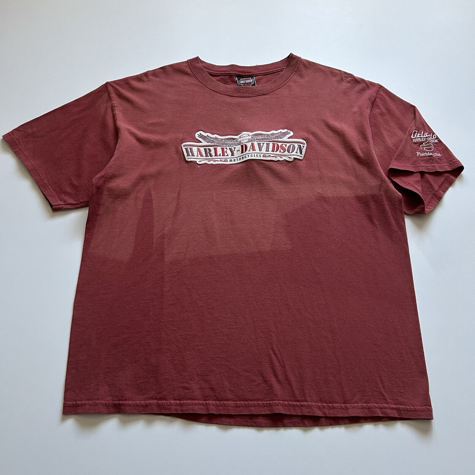 Harley Davidson Vintage Y2K Harley Davidson T Shirt 2XL Sun Faded Red Rare Size US XXL / EU 58 / 5 - 1 Thumbnail