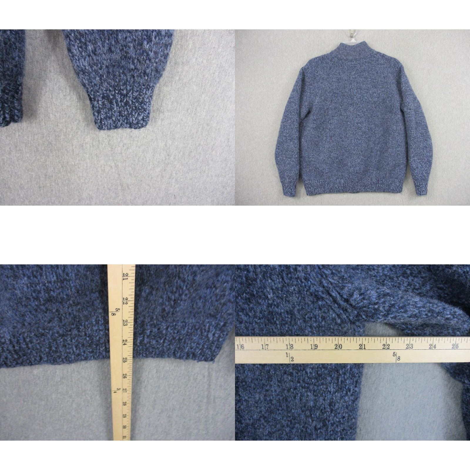 Vintage L.L. Bean Sweater Mens XL Blue Full Zip Mock Neck Pockets Wool Knit Size US XL / EU 56 / 4 - 8 Thumbnail