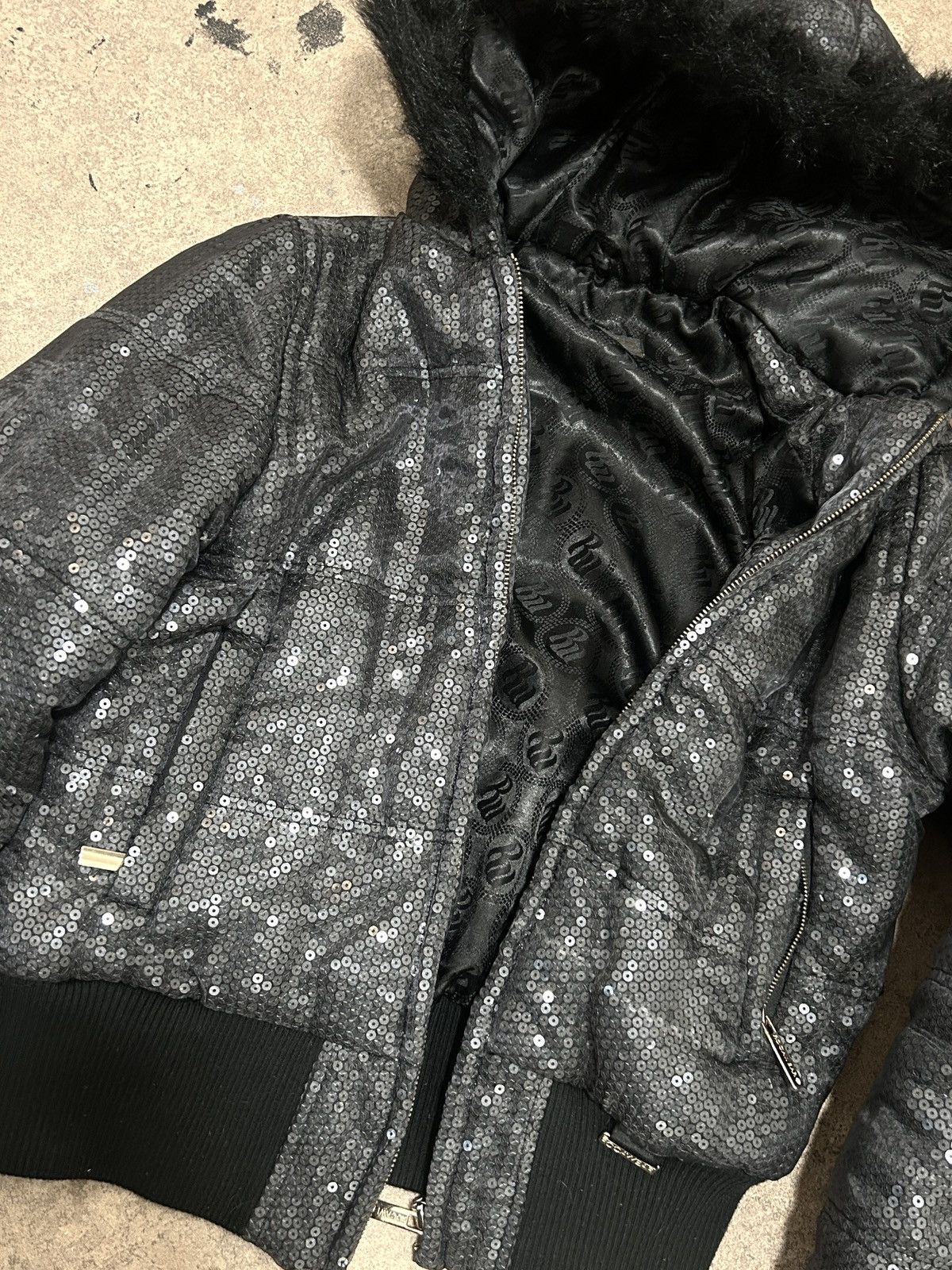 Rocawear Roccawear Sequin Fur Hood Bomber Jacket Size M / US 6-8 / IT 42-44 - 2 Thumbnail