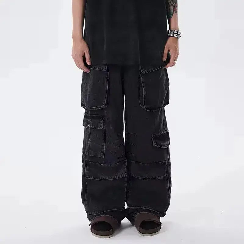 Japanese Brand Heavy vintage wash multi-pocket baggy design jeans Size US 34 / EU 50 - 2 Thumbnail