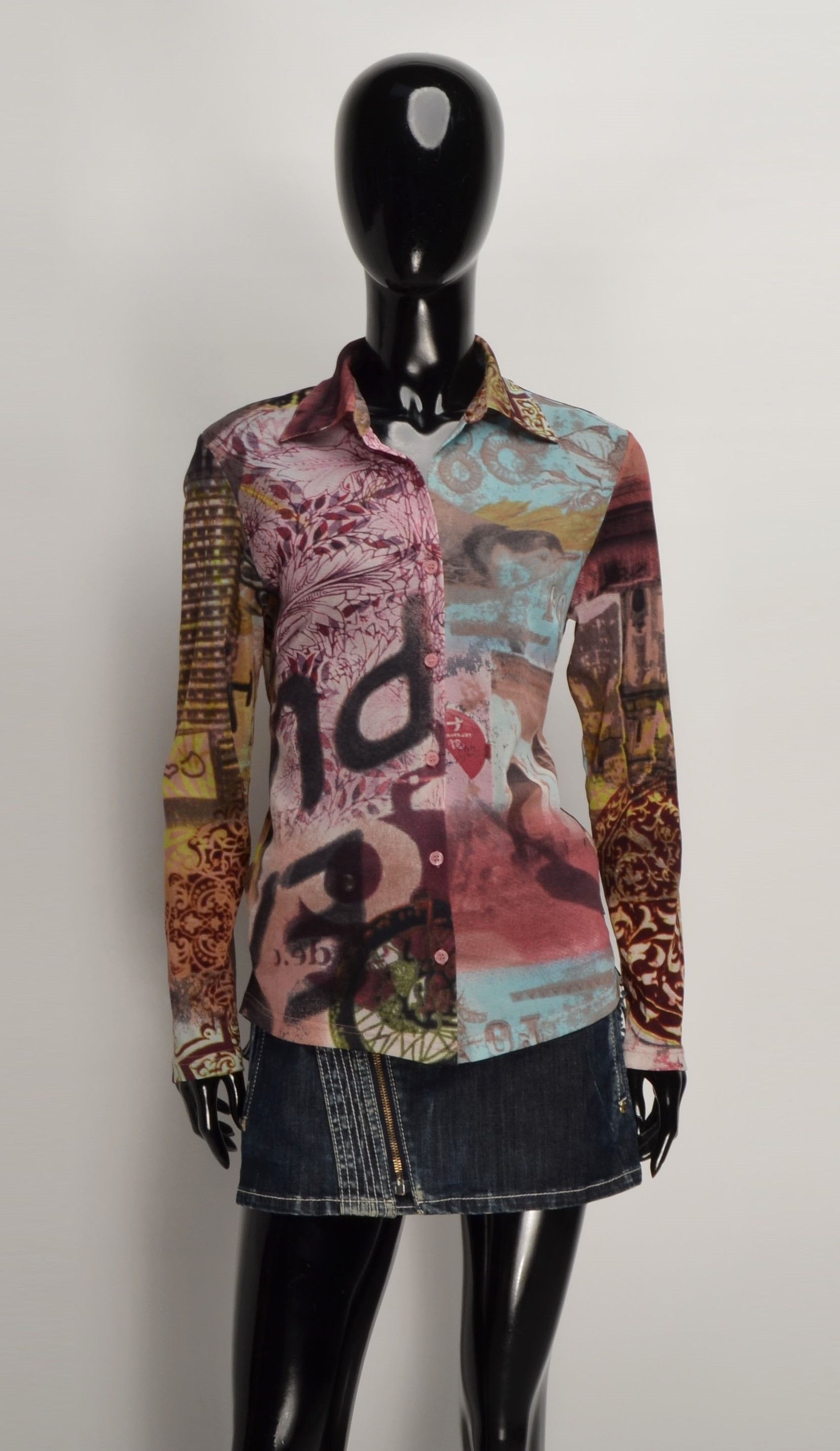 Vintage Scooter Y2K Mesh Futuristic Long Sleeve Blouse Shirt Size M / US 6-8 / IT 42-44 - 3 Thumbnail
