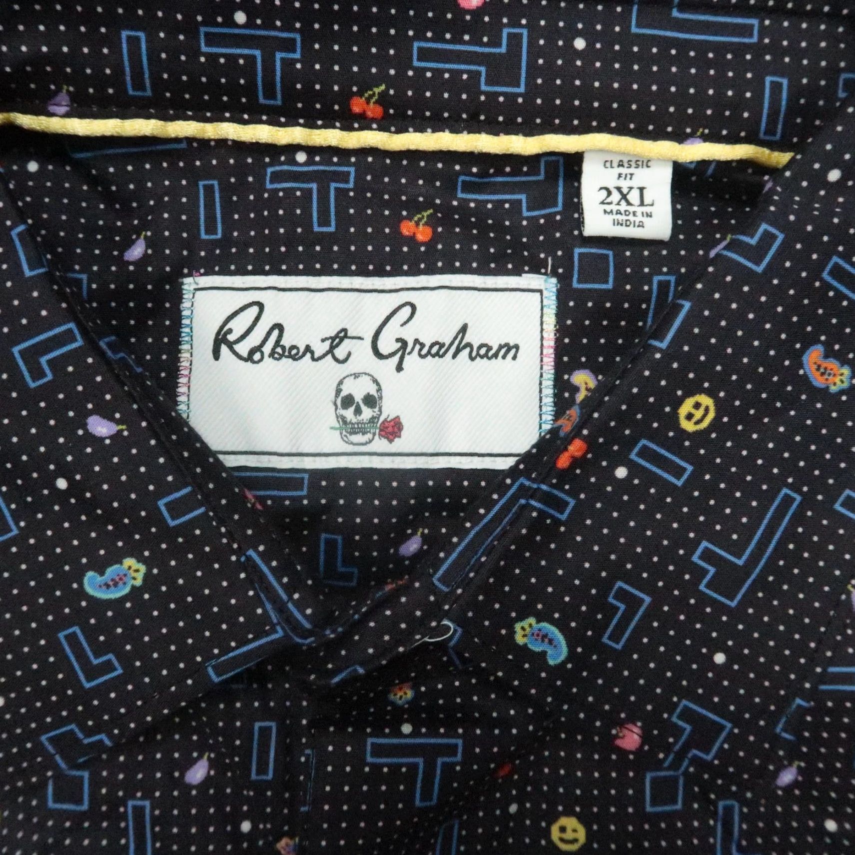 Robert Graham Robert Graham Shirt Mens 2XL Black Geometric Long Sleeve Button-Up Classic Fit Retro Arcade Emoji Size US XXL / EU 58 / 5 - 3 Thumbnail