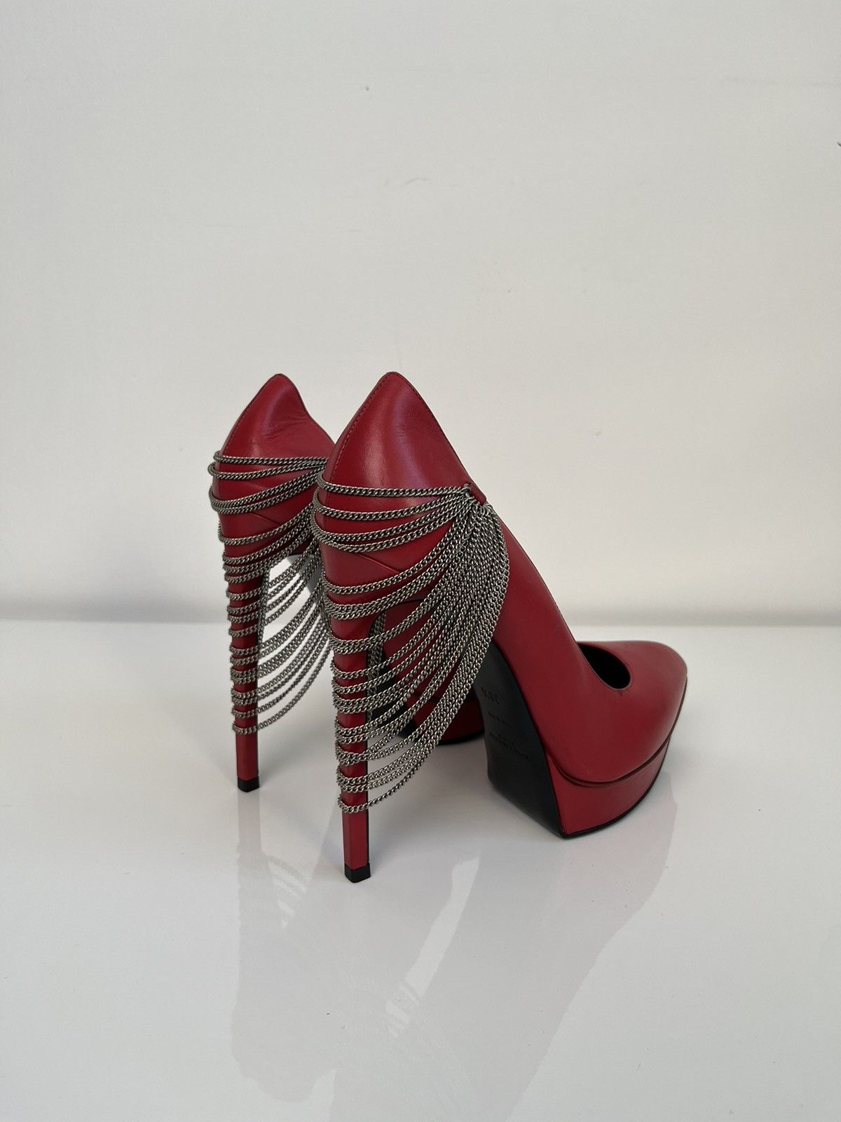 Chain Red Leather Heel Shoes By Hedi Slimane, Women's (Size 8)