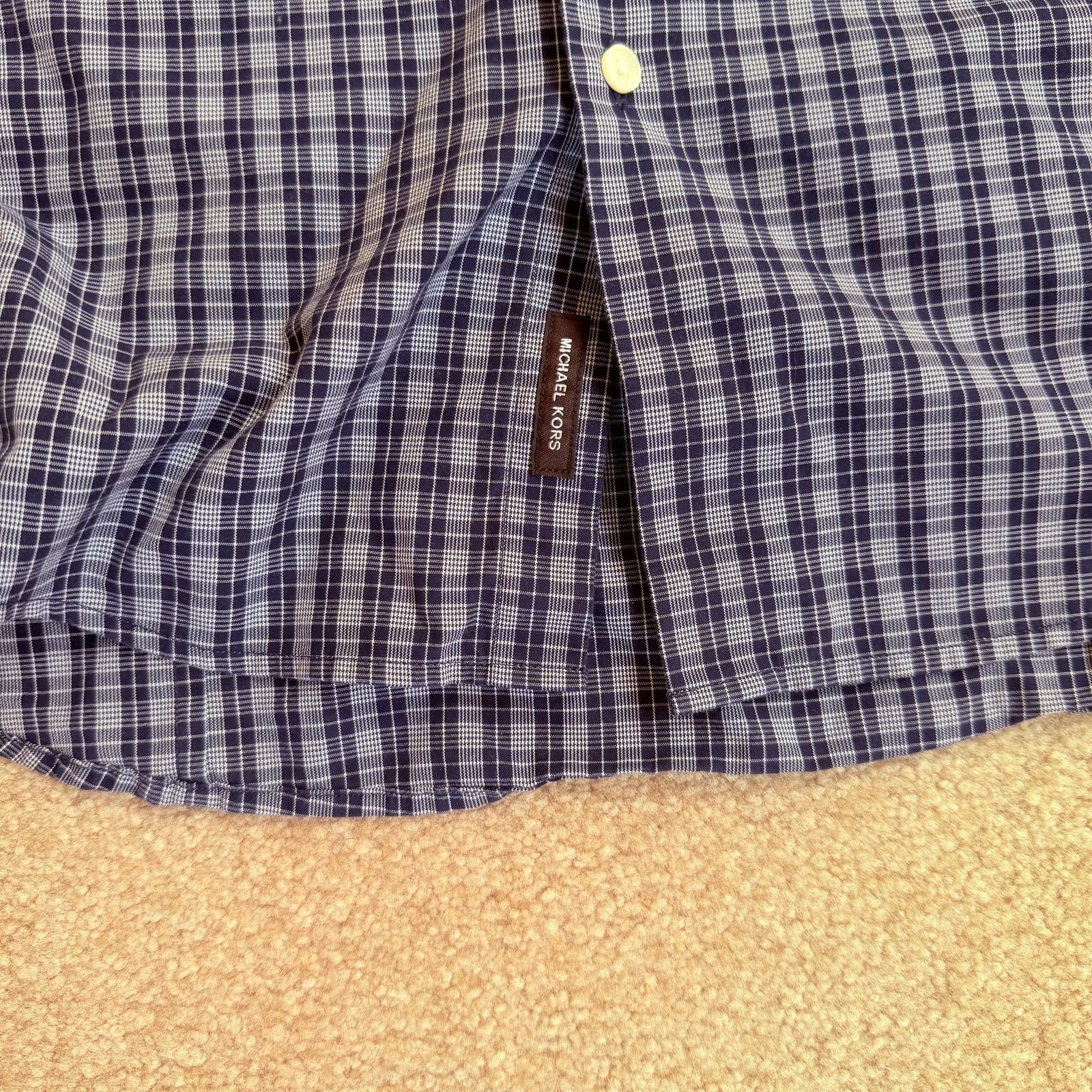 Michael Kors Michael Kors Check Cotton Button-Down Shirt Men’s XS Blue Size US XS / EU 42 / 0 - 2 Thumbnail