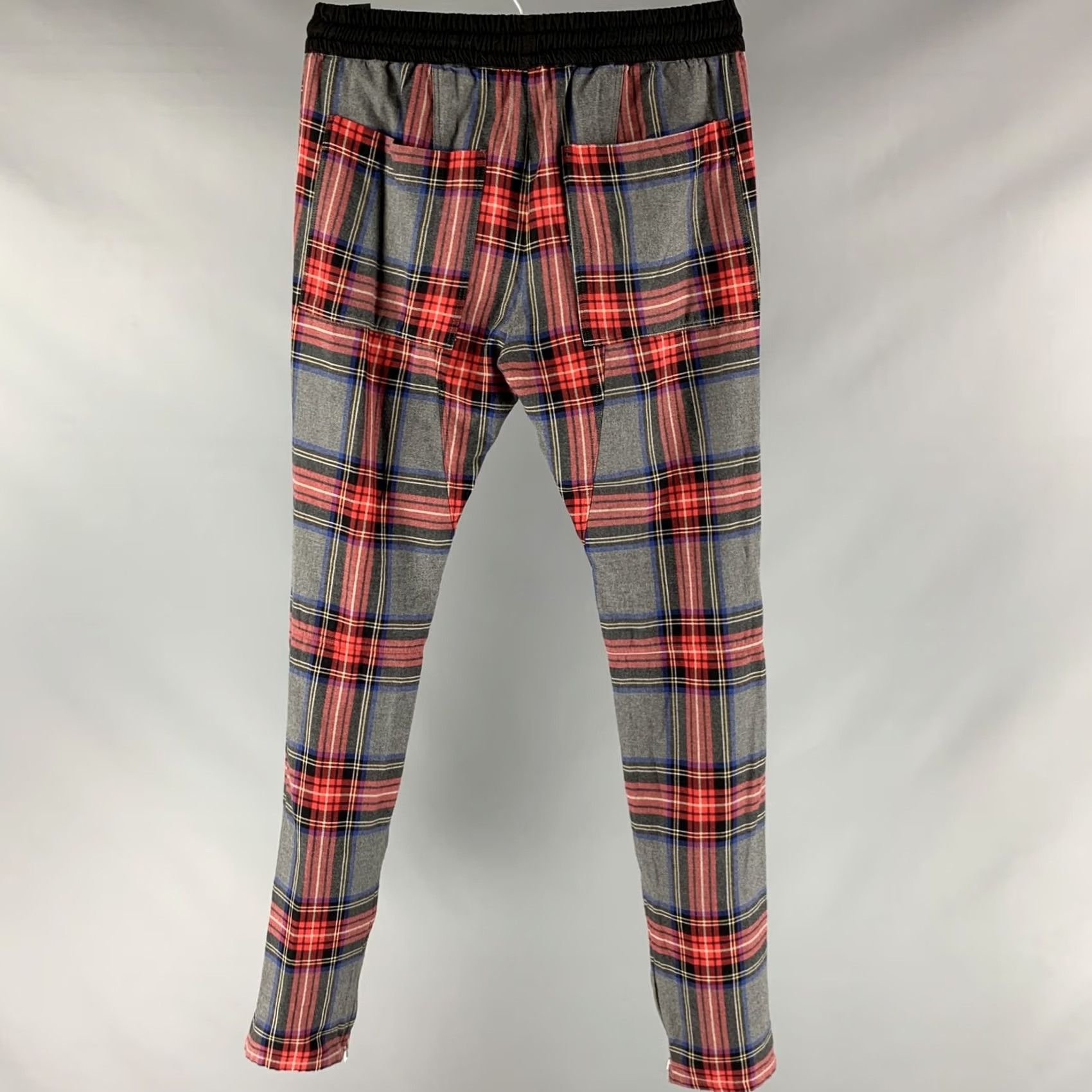 Fear of God FEAR OF GOD Size S Grey Red Plaid Drawstring Casual Pants Mens Size US 29 - 3 Thumbnail