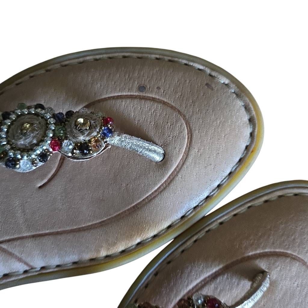 Born Born Women's Size 7 Gold Metallic Bejeweled Sandals Size US 7 / IT 37 - 4 Thumbnail