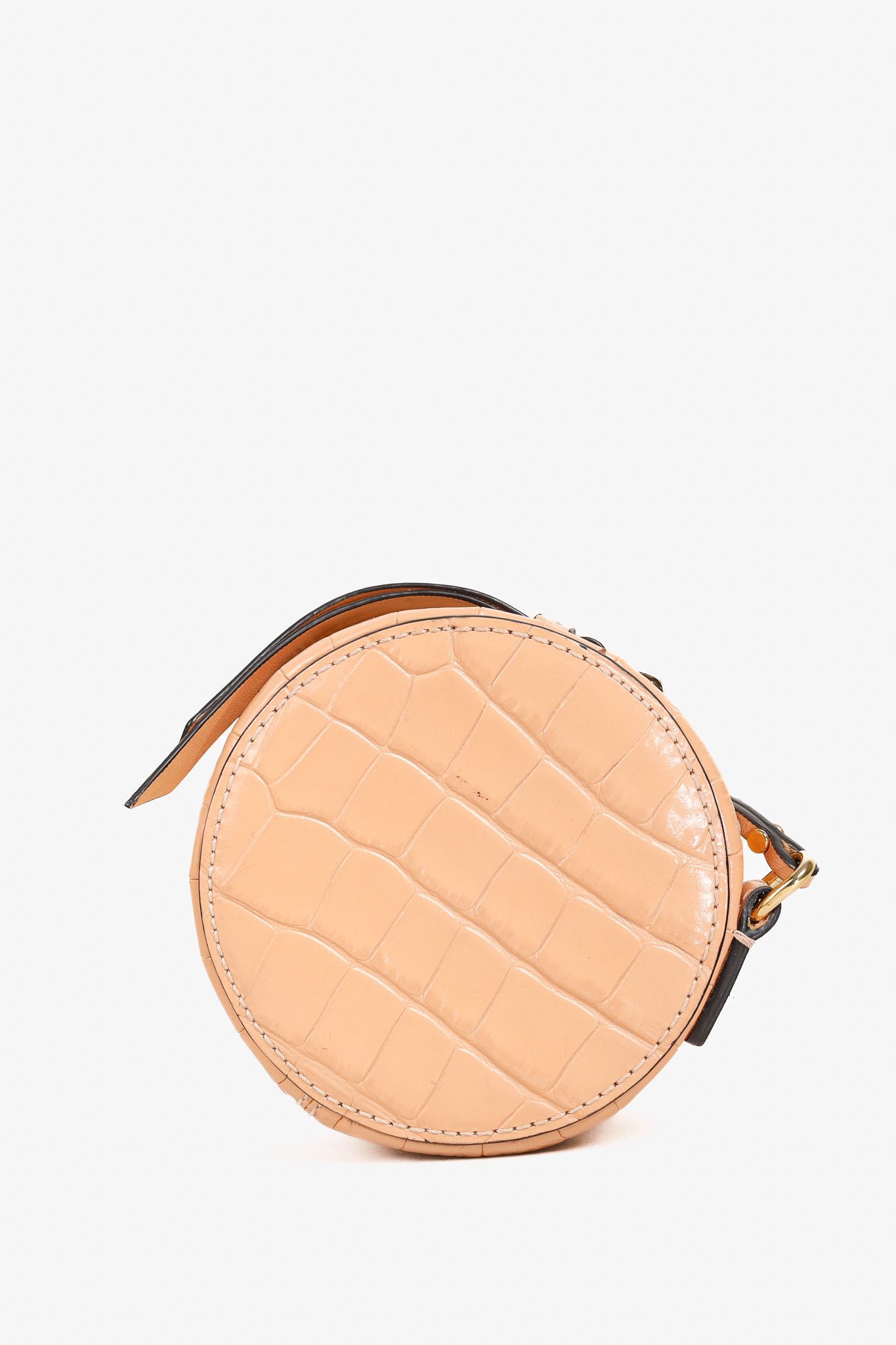 Chloe Chloe C Mini Round Milky Orange Croc-Embossed Crossbody Bag Size ONE SIZE - 4 Thumbnail