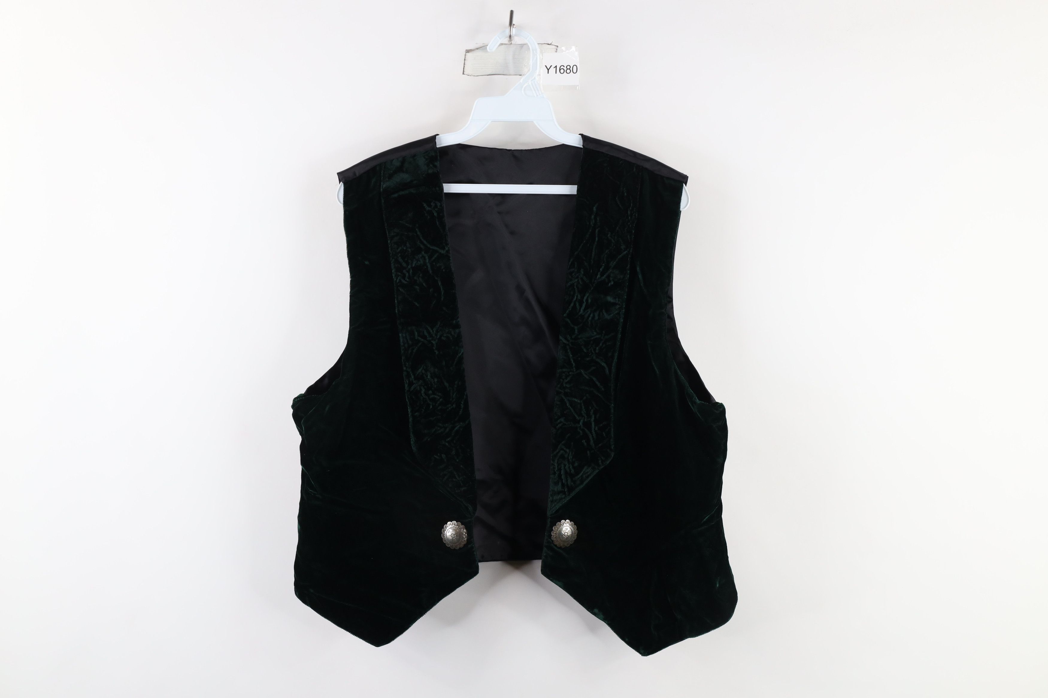 Vintage Vintage 90s Streetwear Crushed Velvet Velour Vest Green USA Size L / US 10 / IT 46 - 1 Thumbnail