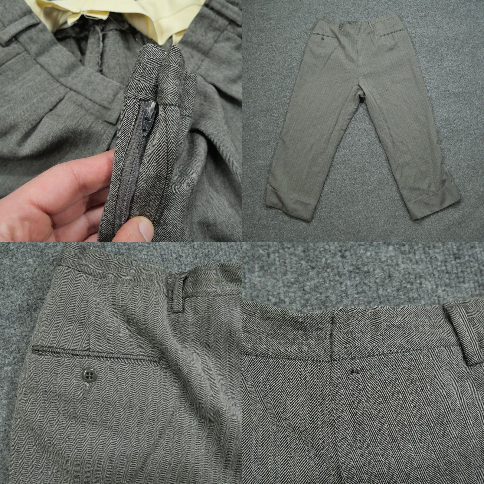 Vintage VINTAGE Herringbone Pants Mens 34x26 Grey Black Dress Wool Slacks 50s 60s Size US 34 / EU 50 - 8 Thumbnail