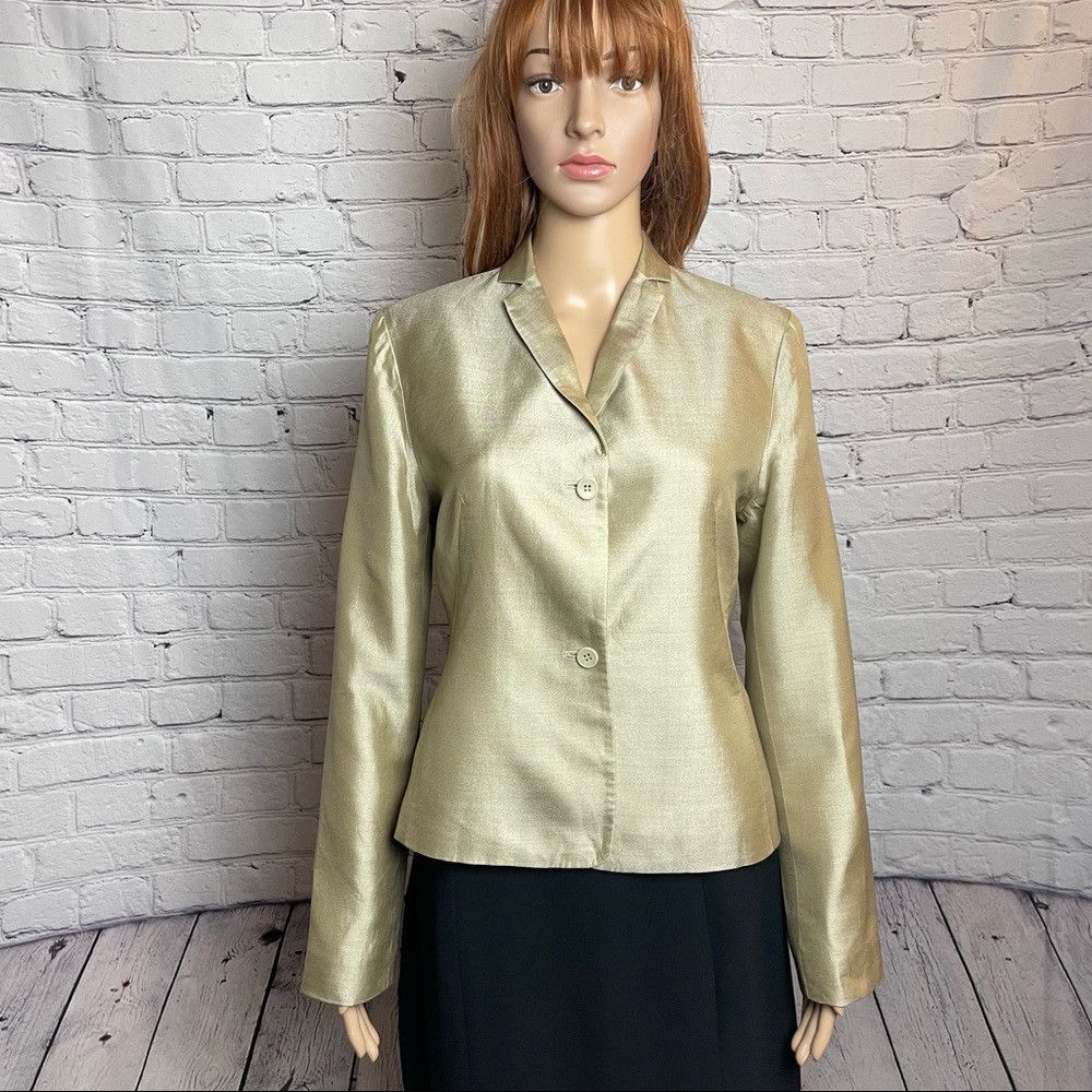 Loft Ann Taylor LOFT Beige Silk Jacket Size 6 Size M / US 6-8 / IT 42-44 - 1 Thumbnail