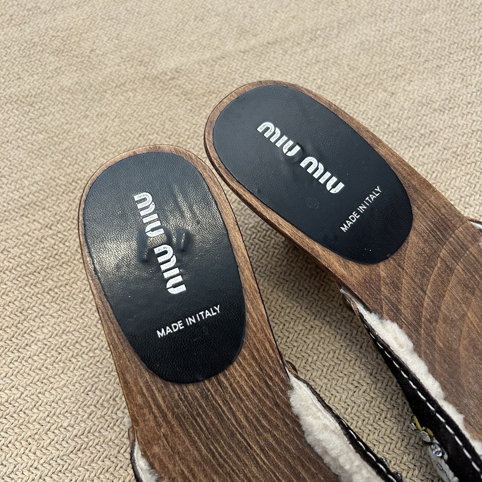 Miu Miu × Vintage Archive Floral Rhinestone Shearling Lined Clogs Mules 38.5 Size US 8.5 / IT 38.5 - 2 Thumbnail