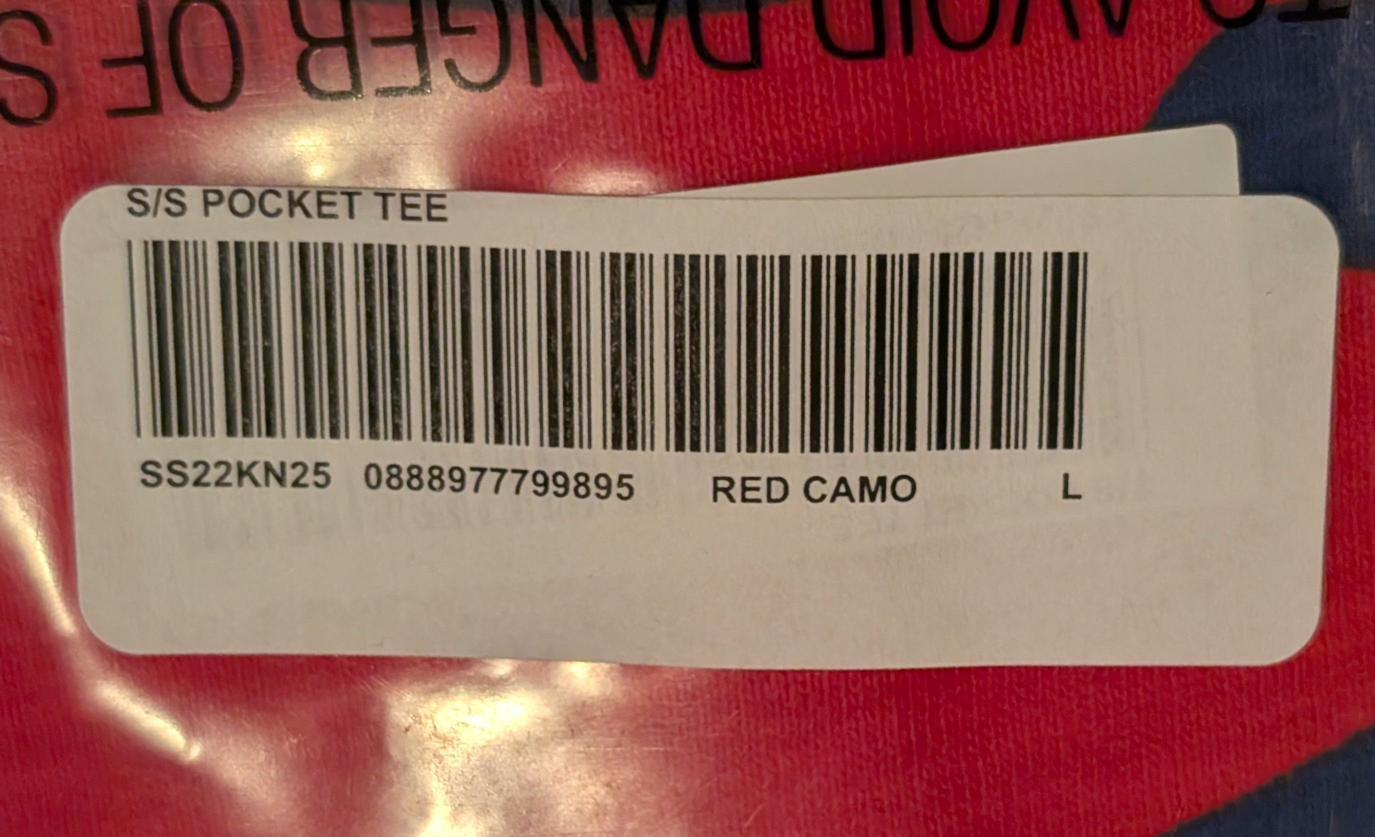 Brand New! Supreme S/S 22 S/S Pocket Tee (Red Camo) Large