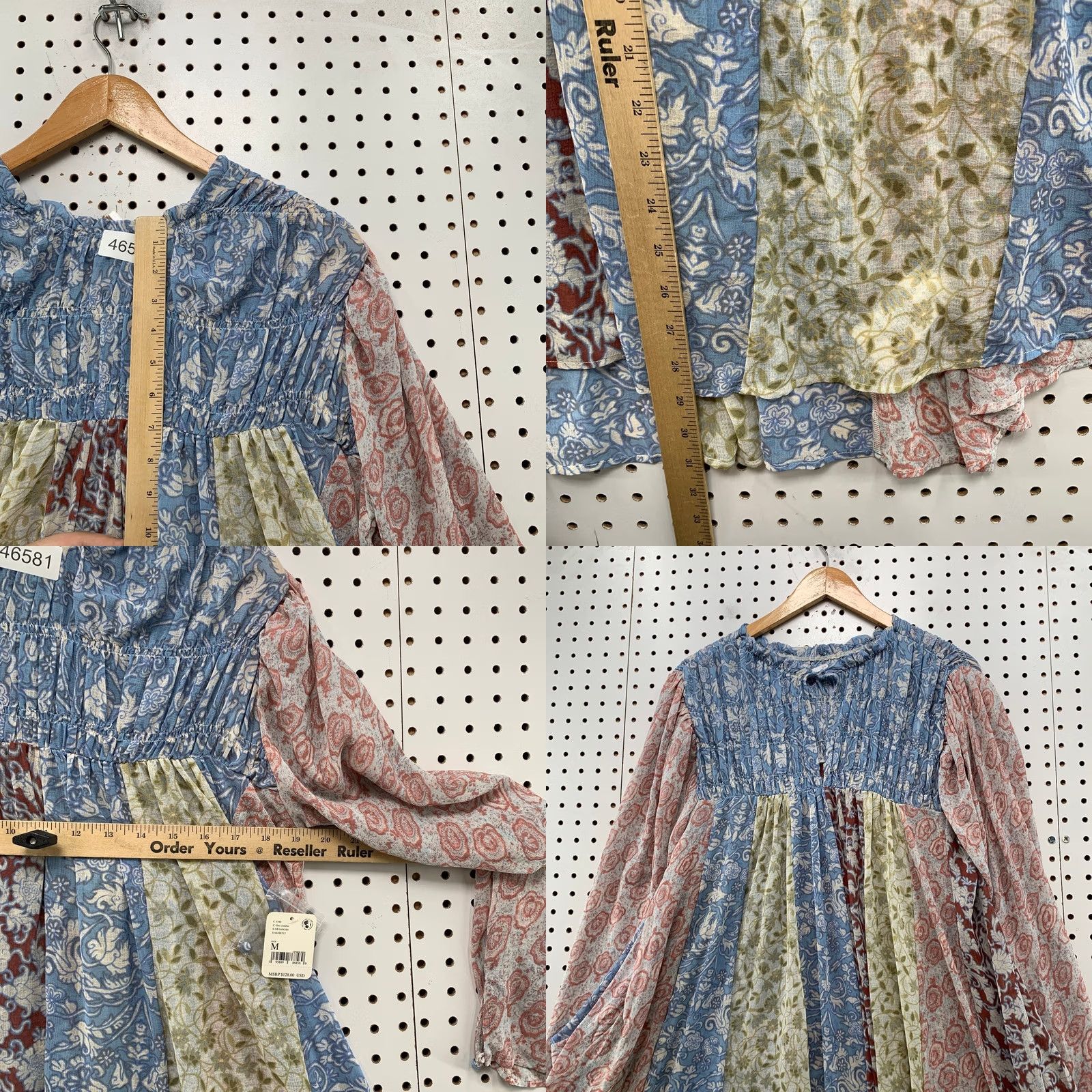 Free People Free People Merrie Mix Print Tunic Blouse Women Medium Smocked Chiffon Tunic Size M / US 6-8 / IT 42-44 - 9 Thumbnail