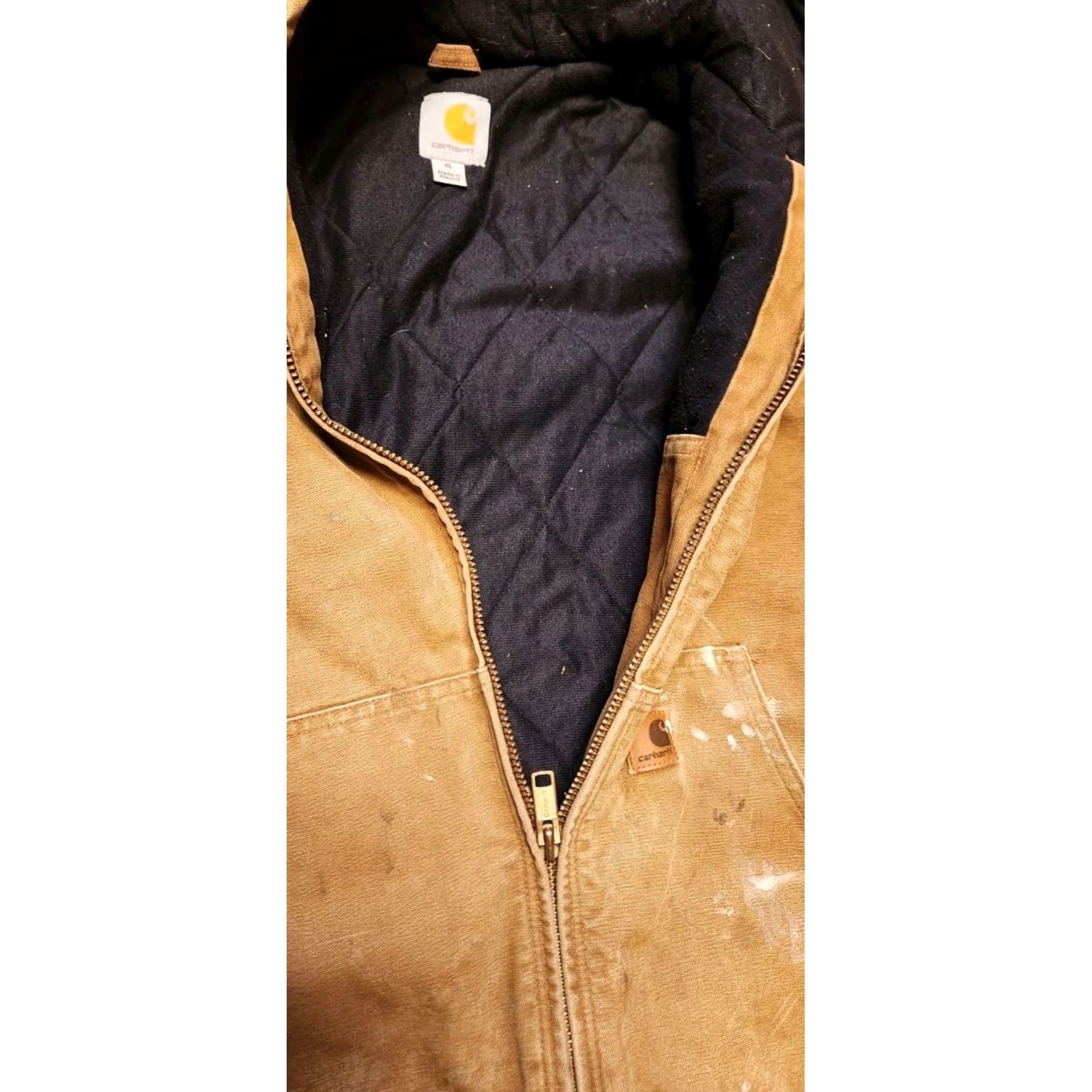 Carhartt VINTAGE Carhartt Bomber Jacket Mens XL Coat J130 211 Canvas Chore Full Zip Beige 90s Retro City Classic Workwear Logo Zipper Quilted Long Sleeve Mens Size US XL / EU 56 / 4 - 5 Thumbnail
