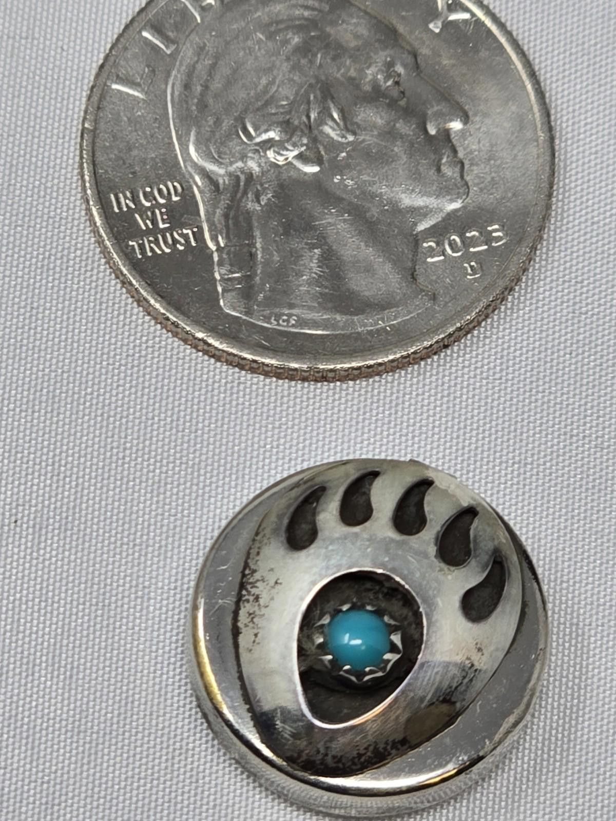 Other Vtg Santo Domingo 925 Turquoise Bear Paw Button Covers Set Size ONE SIZE - 9 Thumbnail