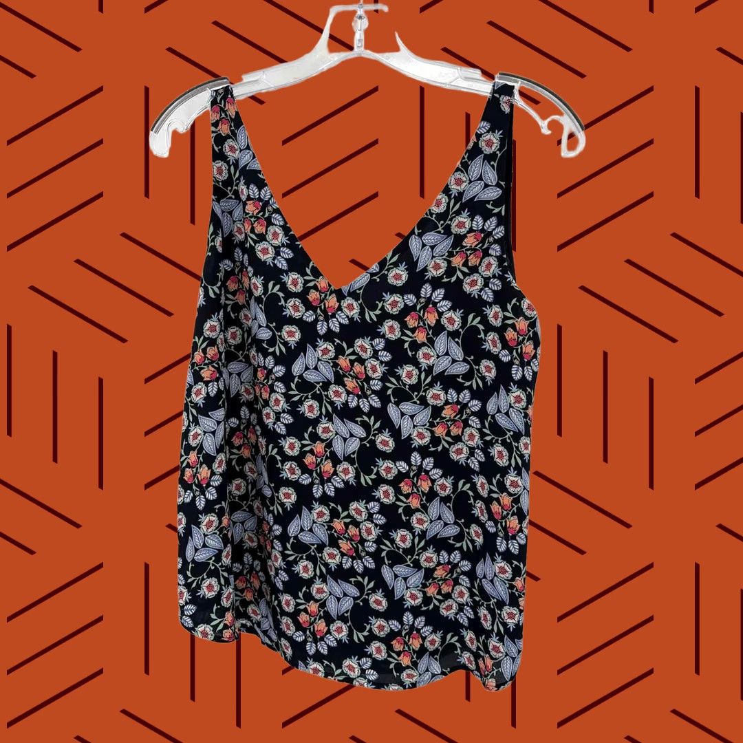 Loft Loft Tank Top Navy Floral Small Regular Adult? Size S / US 4 / IT 40 - 1 Thumbnail
