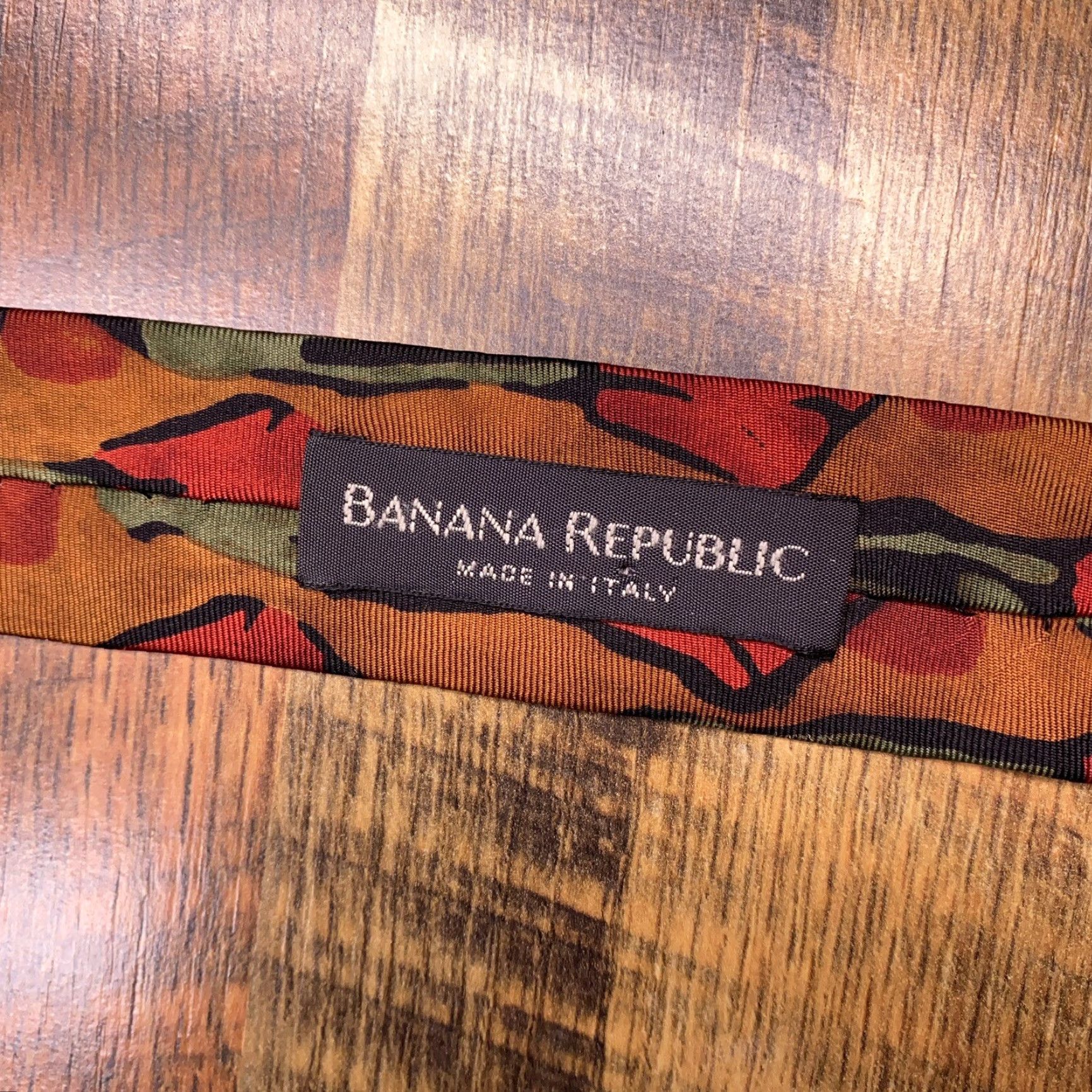 Banana Republic VINTAGE Banana Republic Tie Men Silk Brown Floral Italy Rose Short One Size Classic Pointed Adjustable Abstract Pattern Brown Silk Tie Size ONE SIZE - 5 Thumbnail