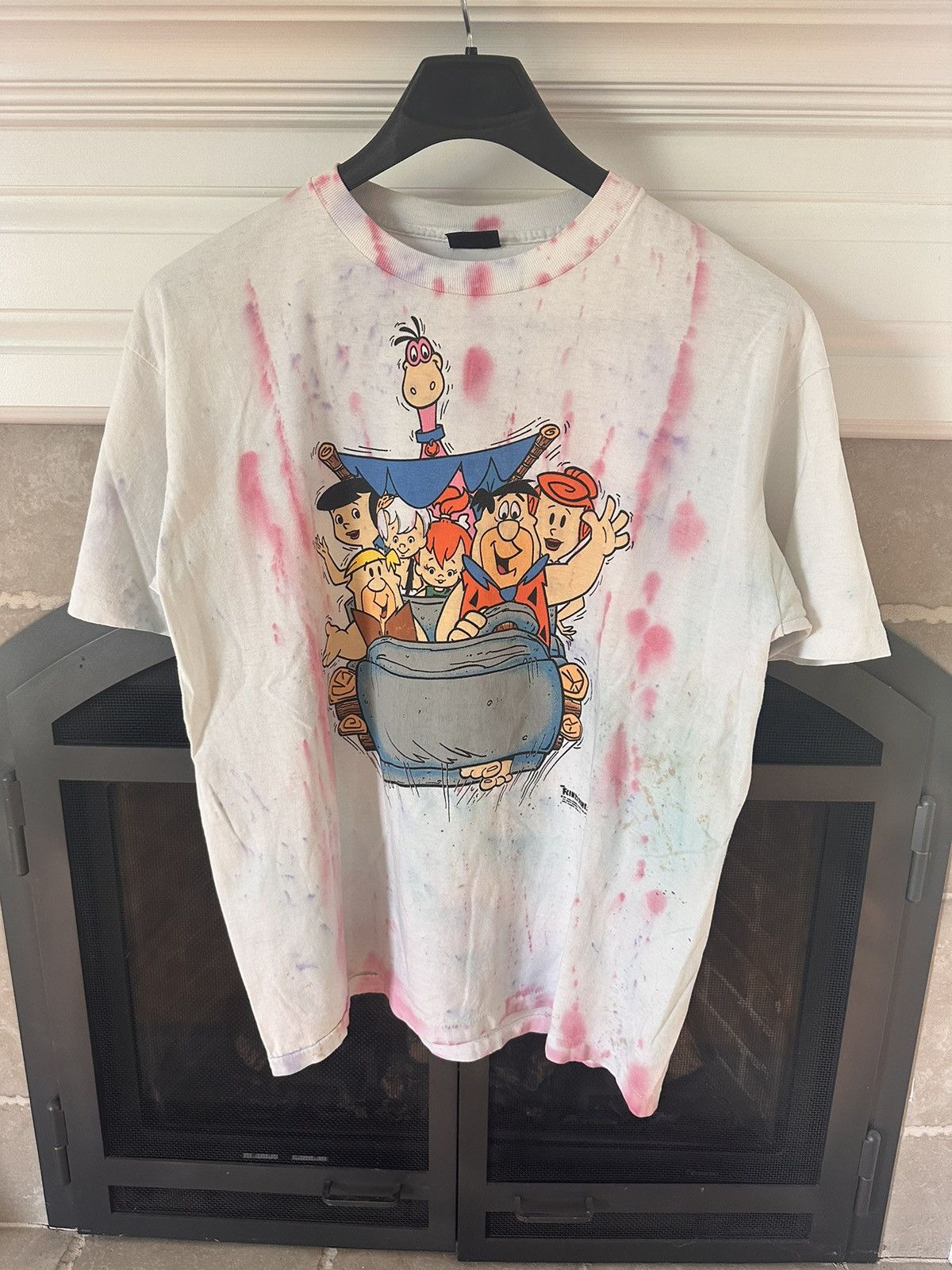 image of Vintage 1991 Flintstones Promo Tie Dye Shirt, Men's (Size XL)